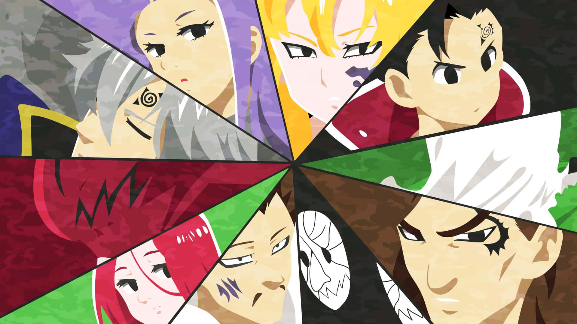 Seven Deadly Sins Characters, anime-style, collage, Full HD Desktop Wallpaper