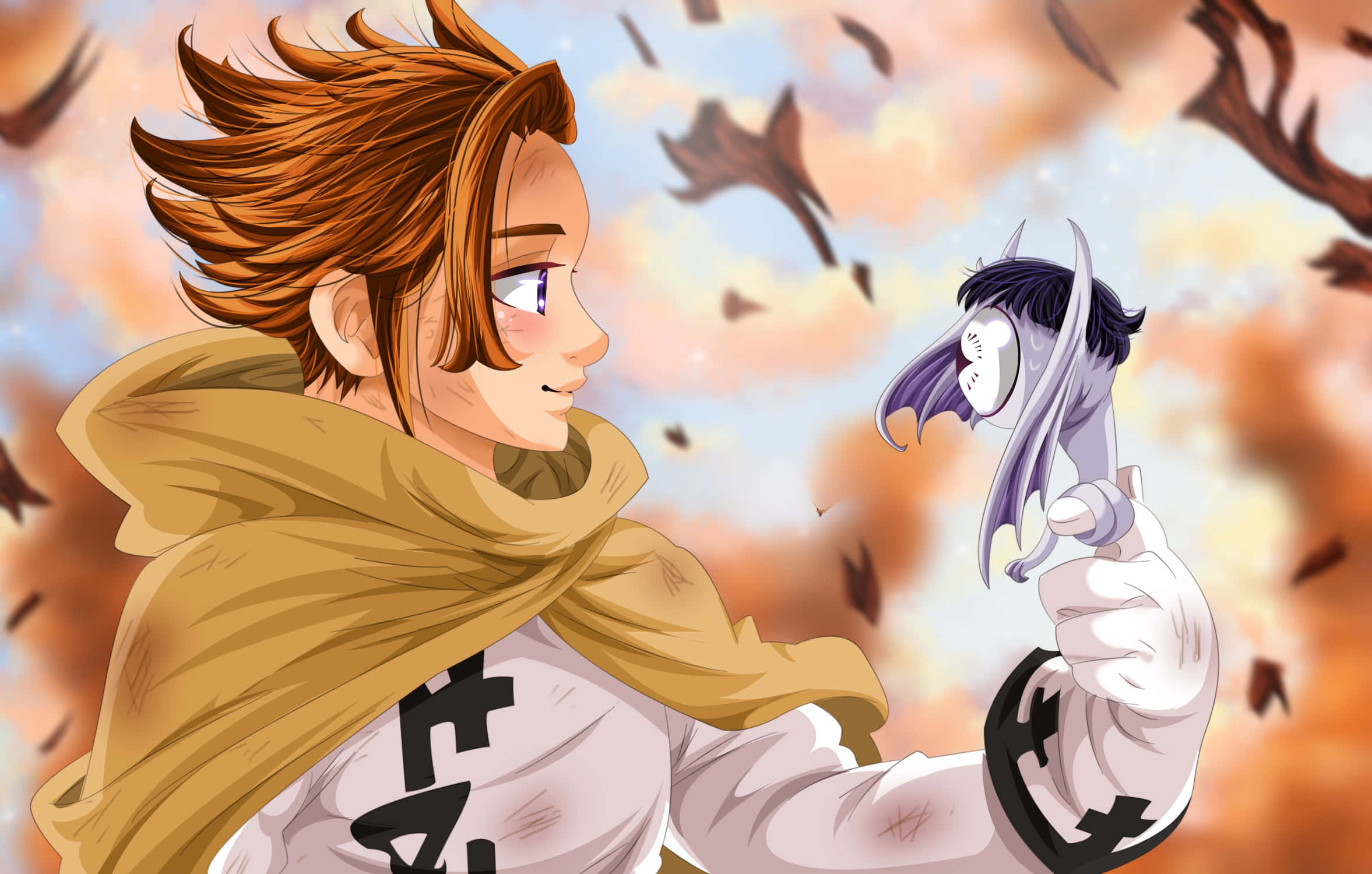 Seven Deadly Sins Arthur Pendragon, orange hair, yellow scarf, Full HD Desktop Wallpaper