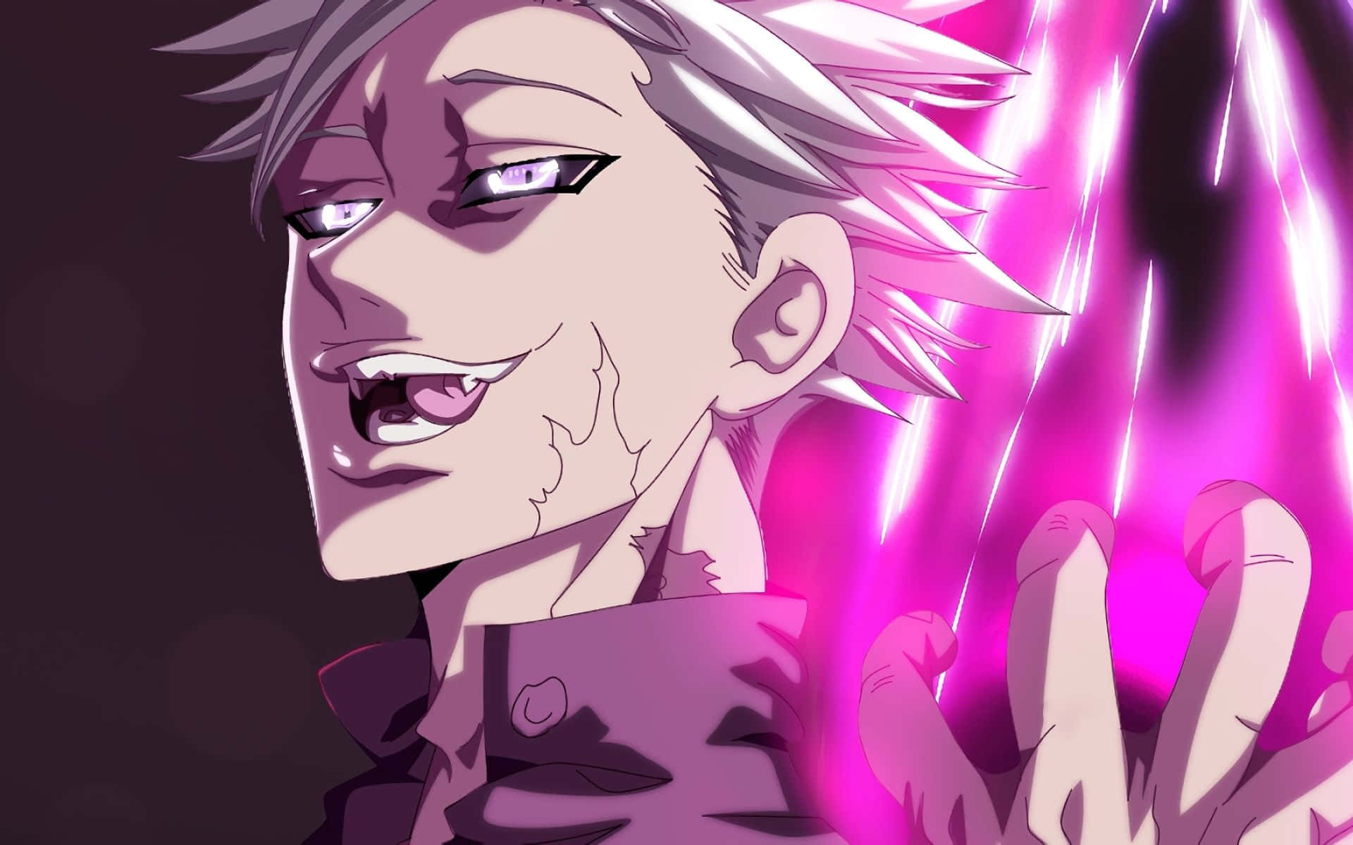 Seven Deadly Sins Ban, spiky white hair, glowing purple eyes, Full HD Desktop Wallpaper