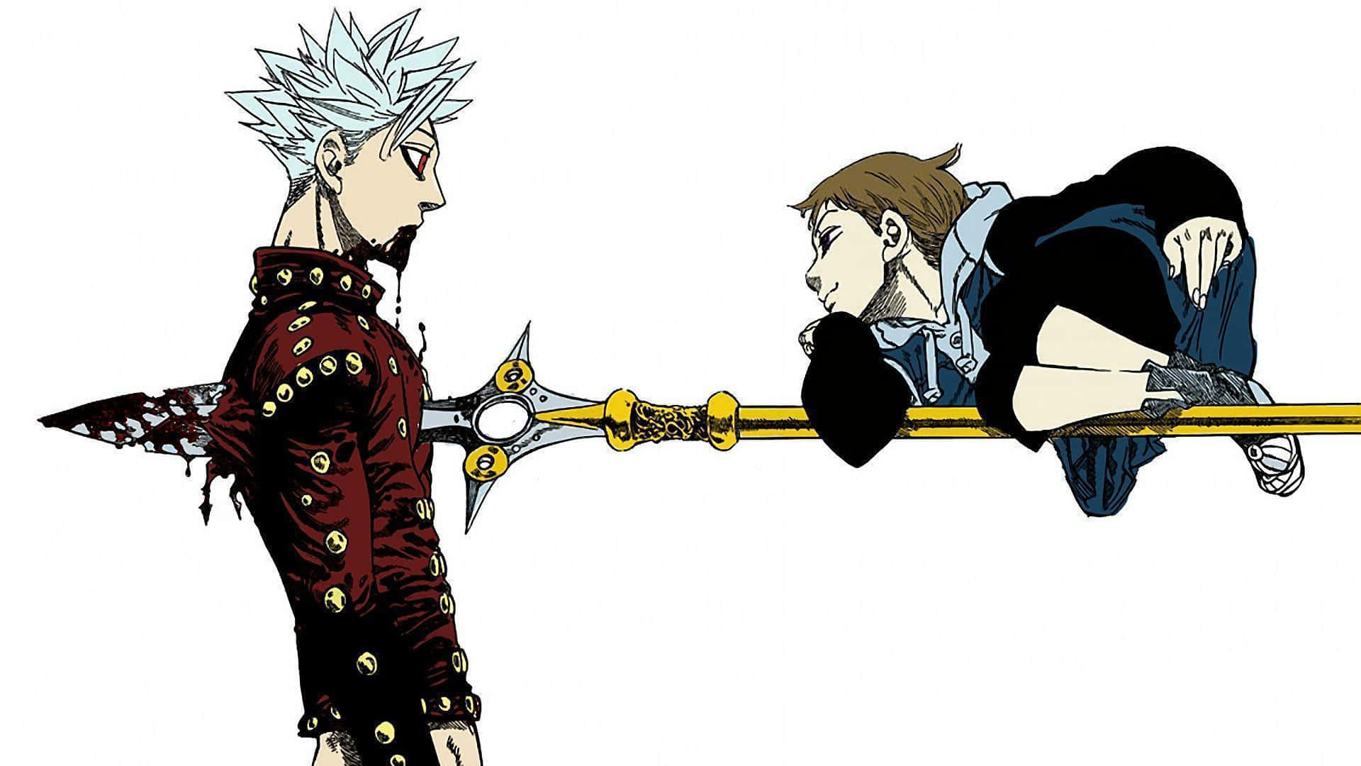 Seven Deadly Sins Ban, anime characters, long ornate spear, Full HD Desktop Wallpaper