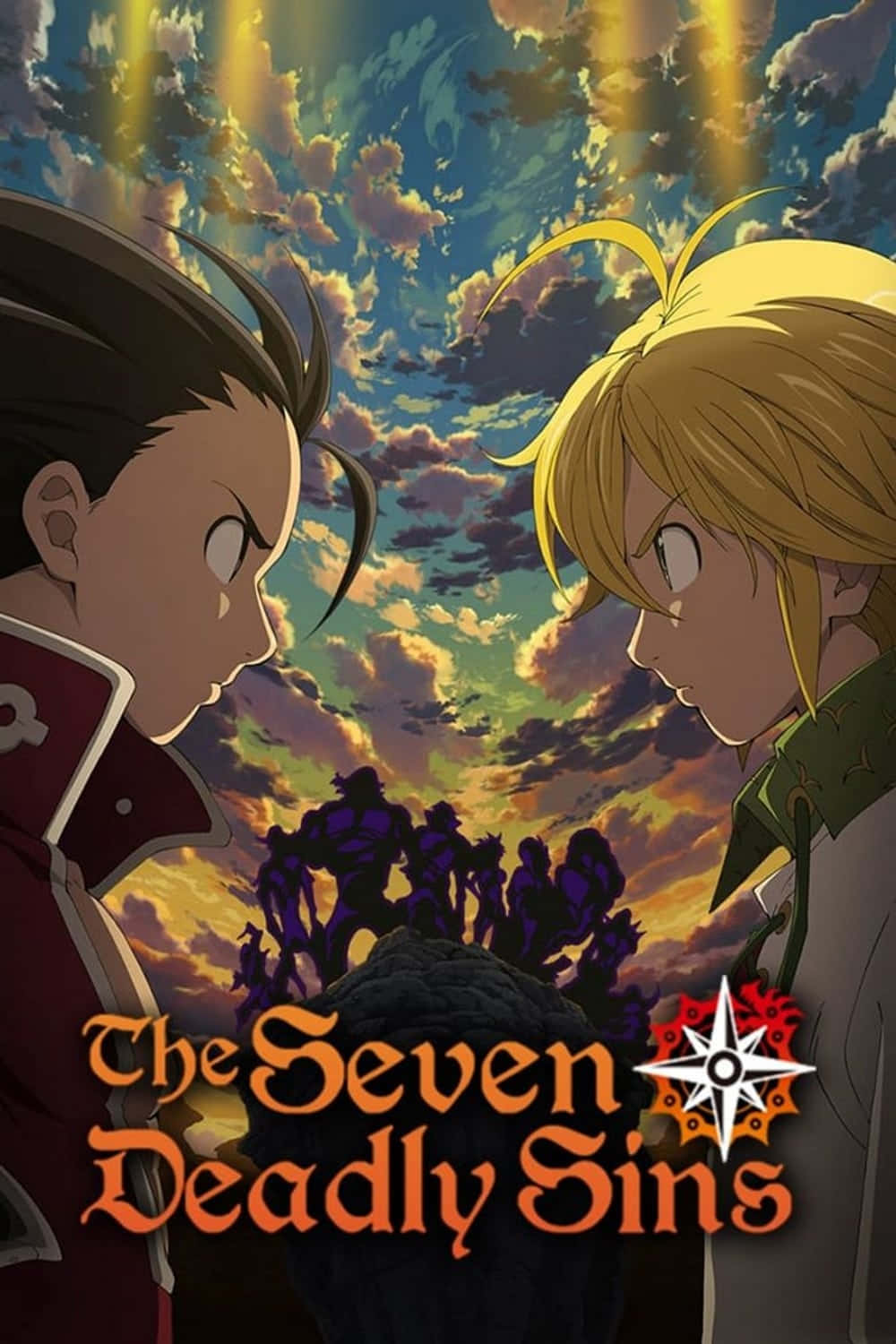 The Seven Deadly Sins, anime characters, dramatic sunset sky, HD Phone Wallpaper