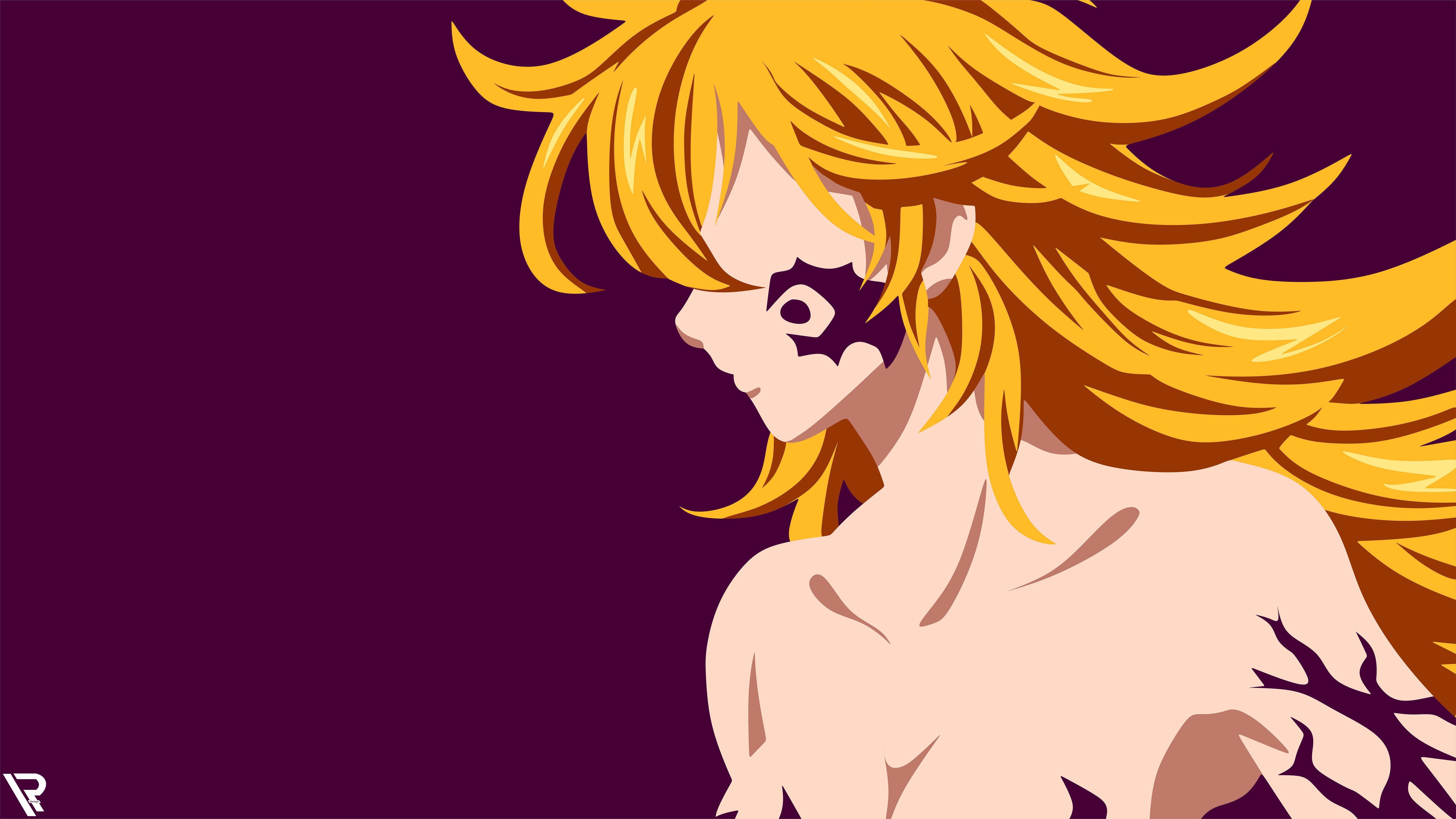 Seven Deadly Sins Derieri, golden hair, black eye mask, 8K Desktop Wallpaper