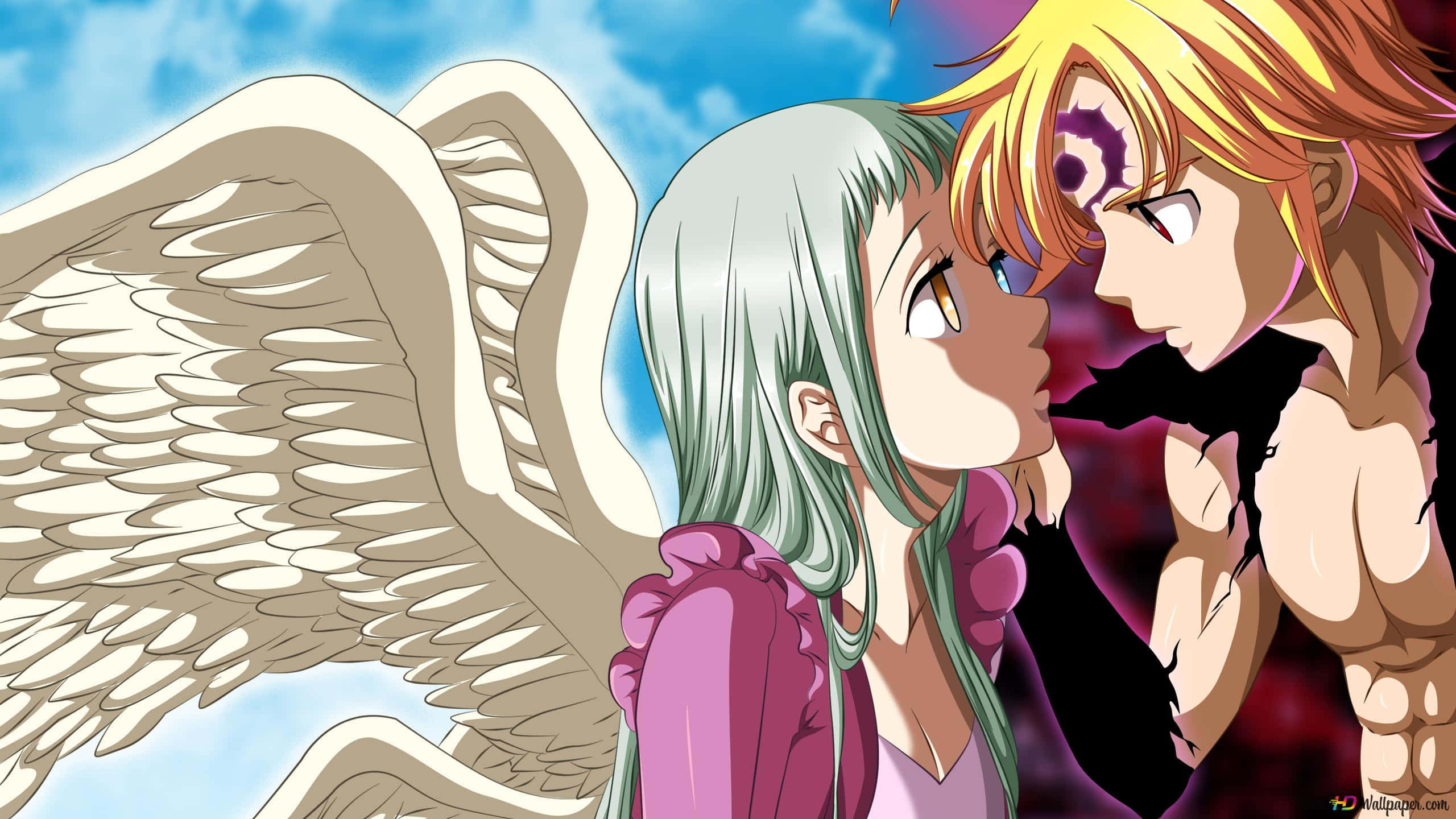 Seven Deadly Sins, Elizabeth Liones, white wings, 2K Desktop Wallpaper