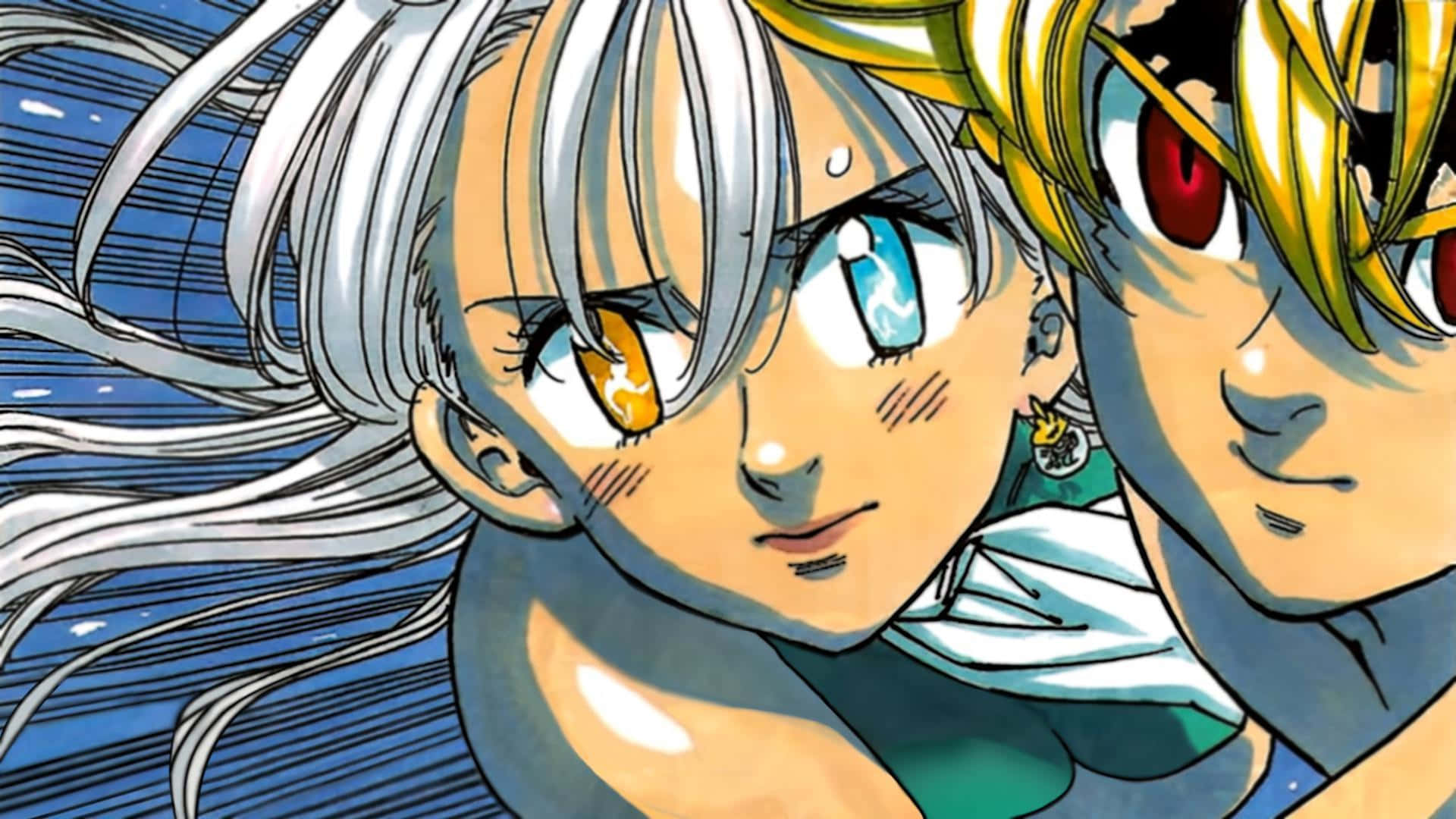Seven Deadly Sins, Elizabeth Liones, blue background, Full HD Desktop Wallpaper