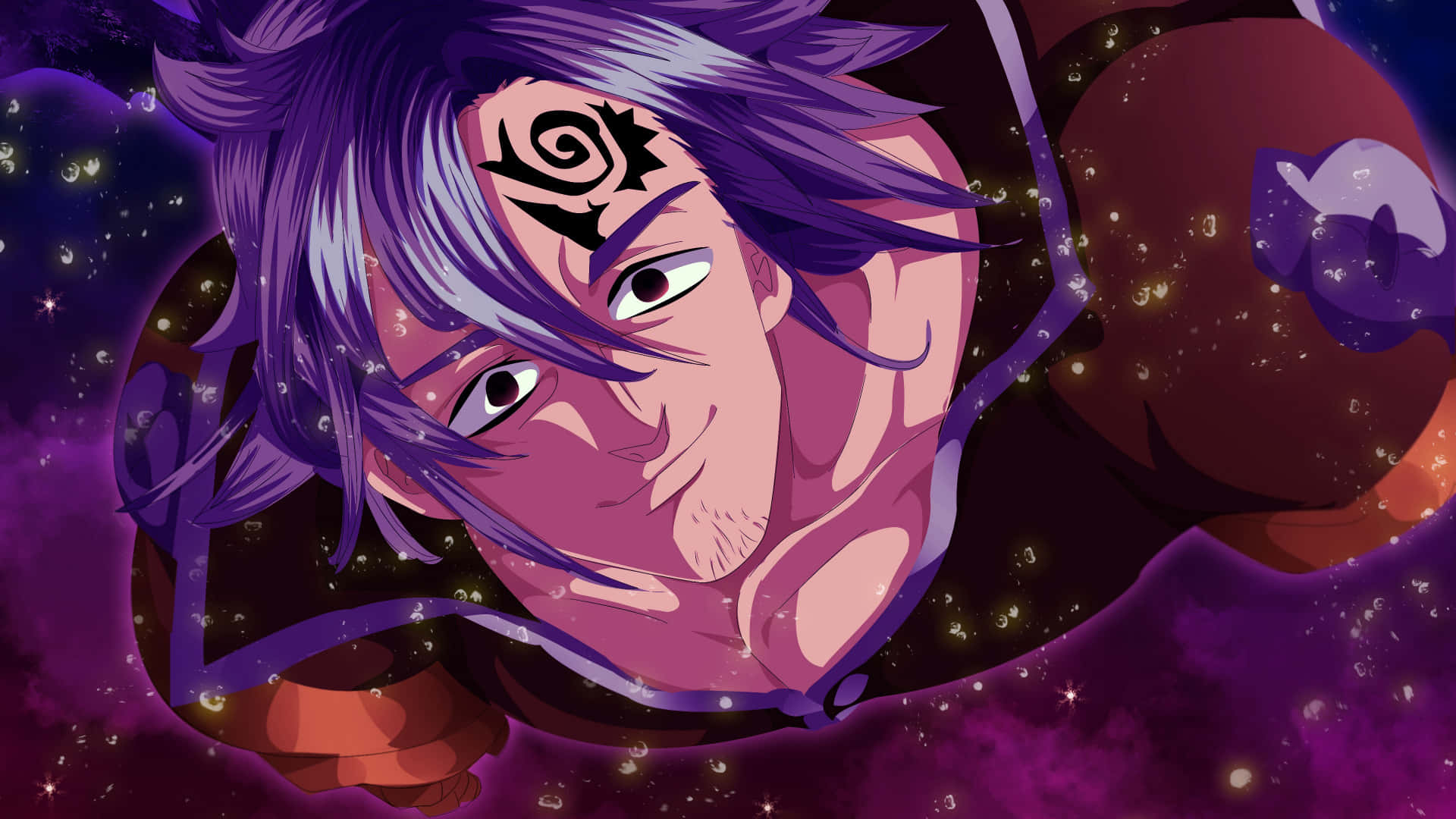 Seven Deadly Sins Estarossa, purple hair, spiral mark on forehead, Full HD Desktop Wallpaper
