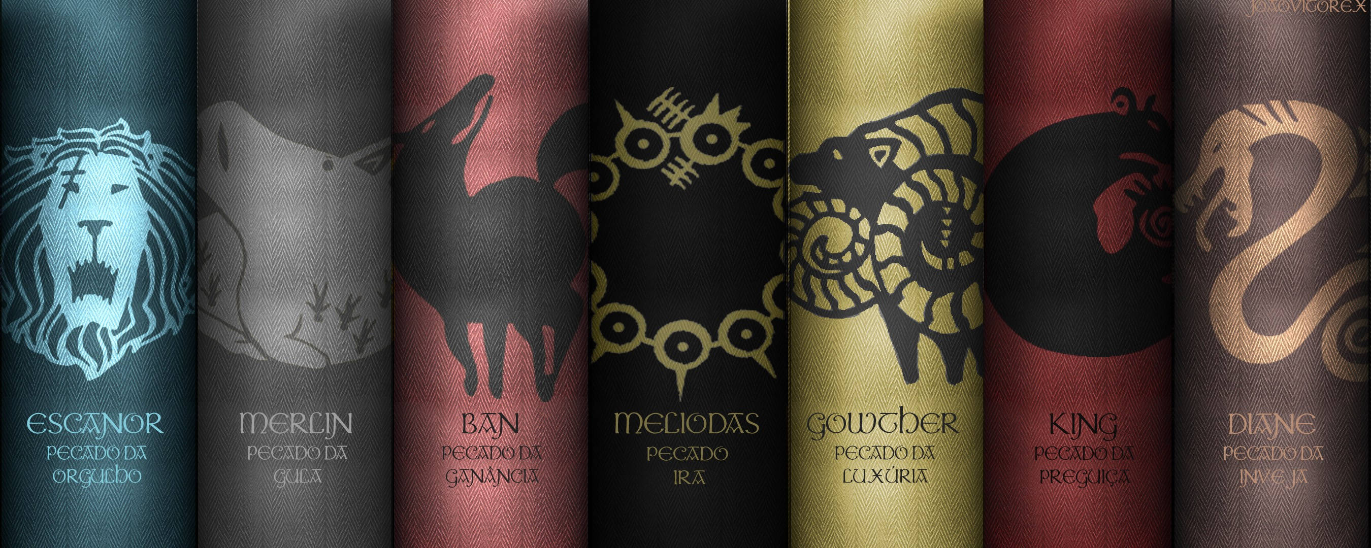Seven Deadly Sins, zodiac-themed animal silhouettes, Portuguese sin titles, 2K Desktop Wallpaper