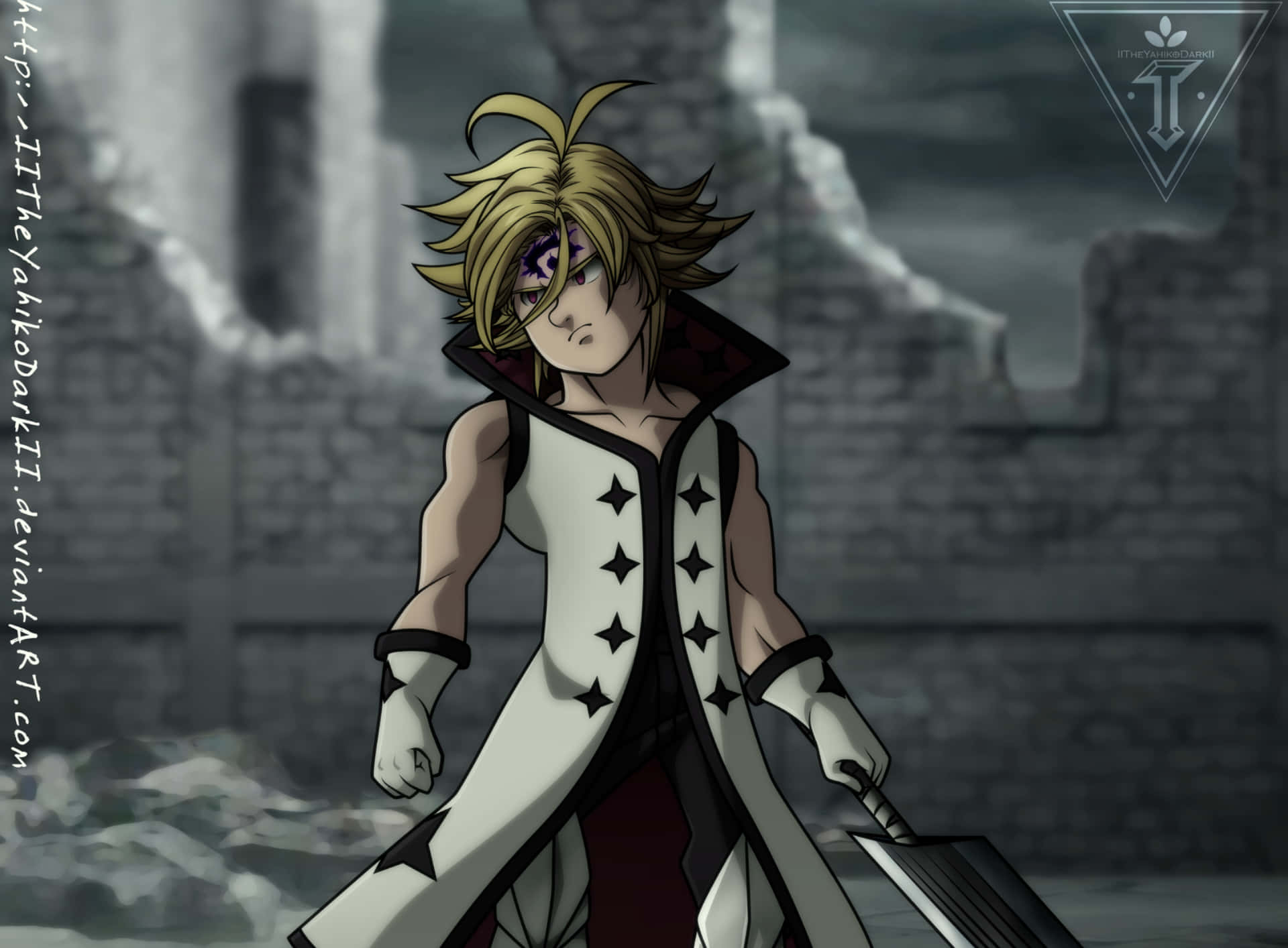 seven deadly sins, anime warrior, spiky blonde hair, Full HD Desktop Wallpaper