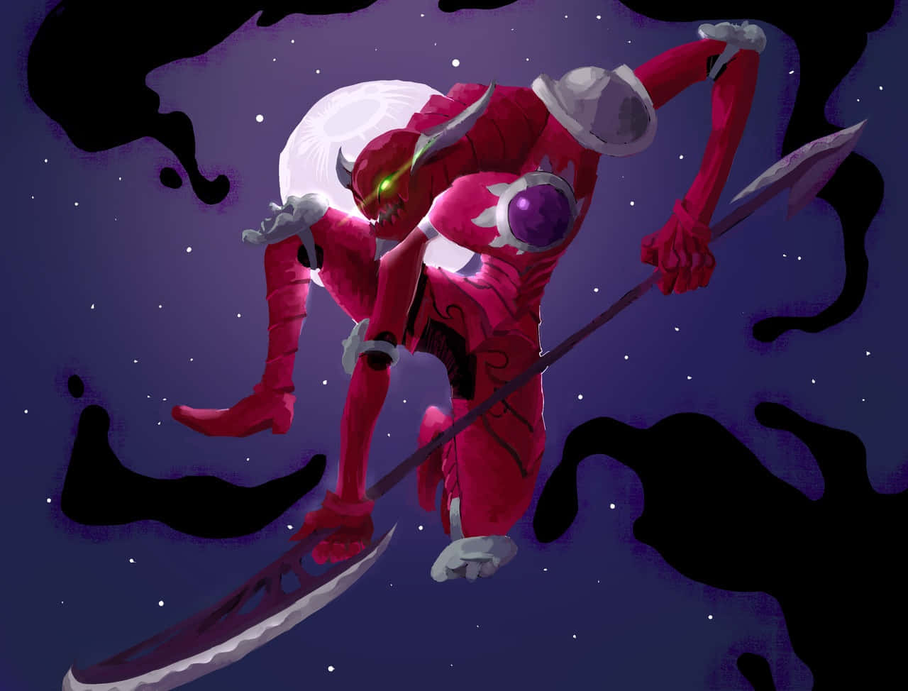 Seven Deadly Sins Galand, red armored demon, glowing green eyes, HD Desktop Wallpaper
