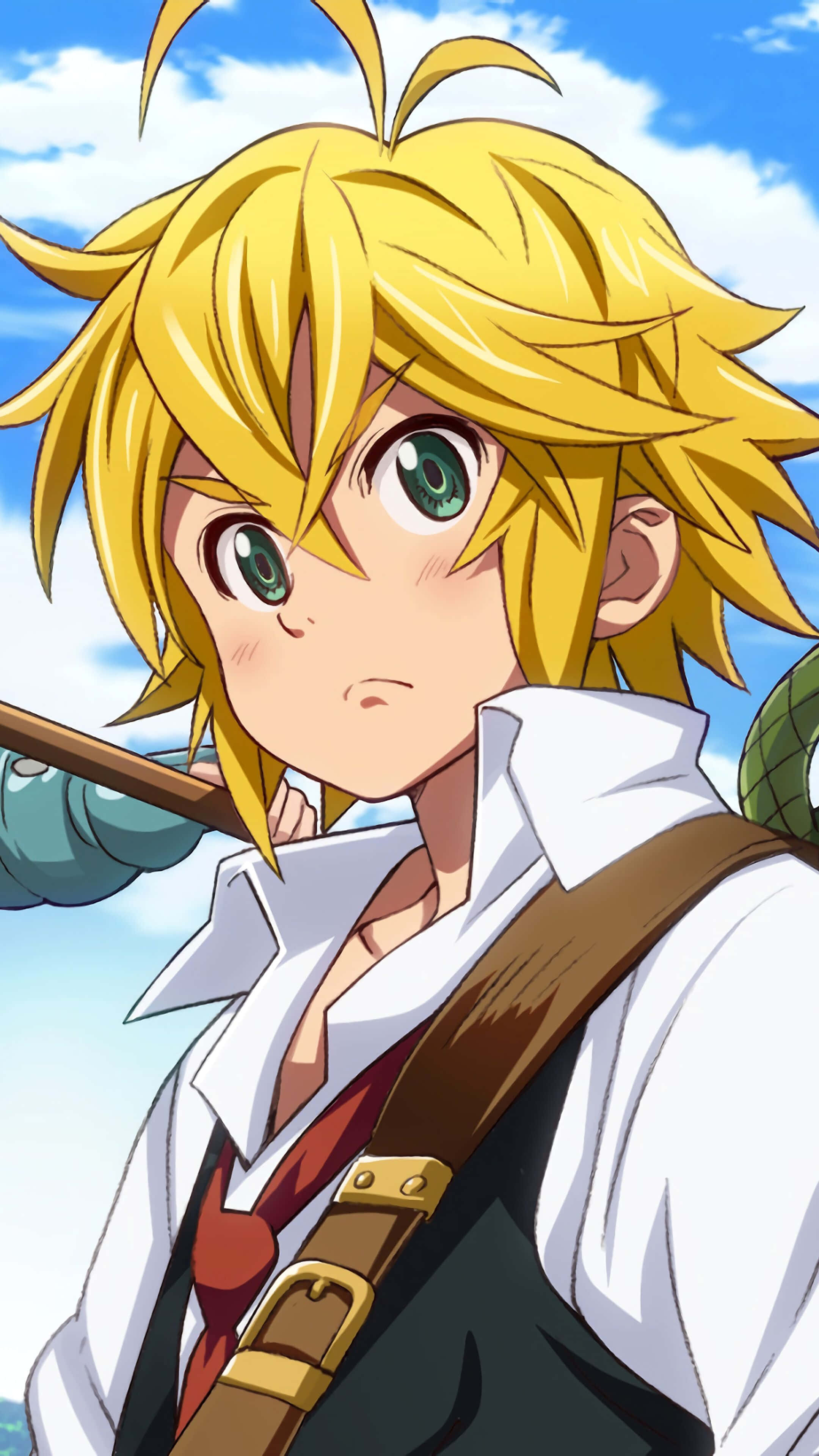 Seven Deadly Sins iPhone, anime boy, spiky blonde hair, 4K Phone Wallpaper