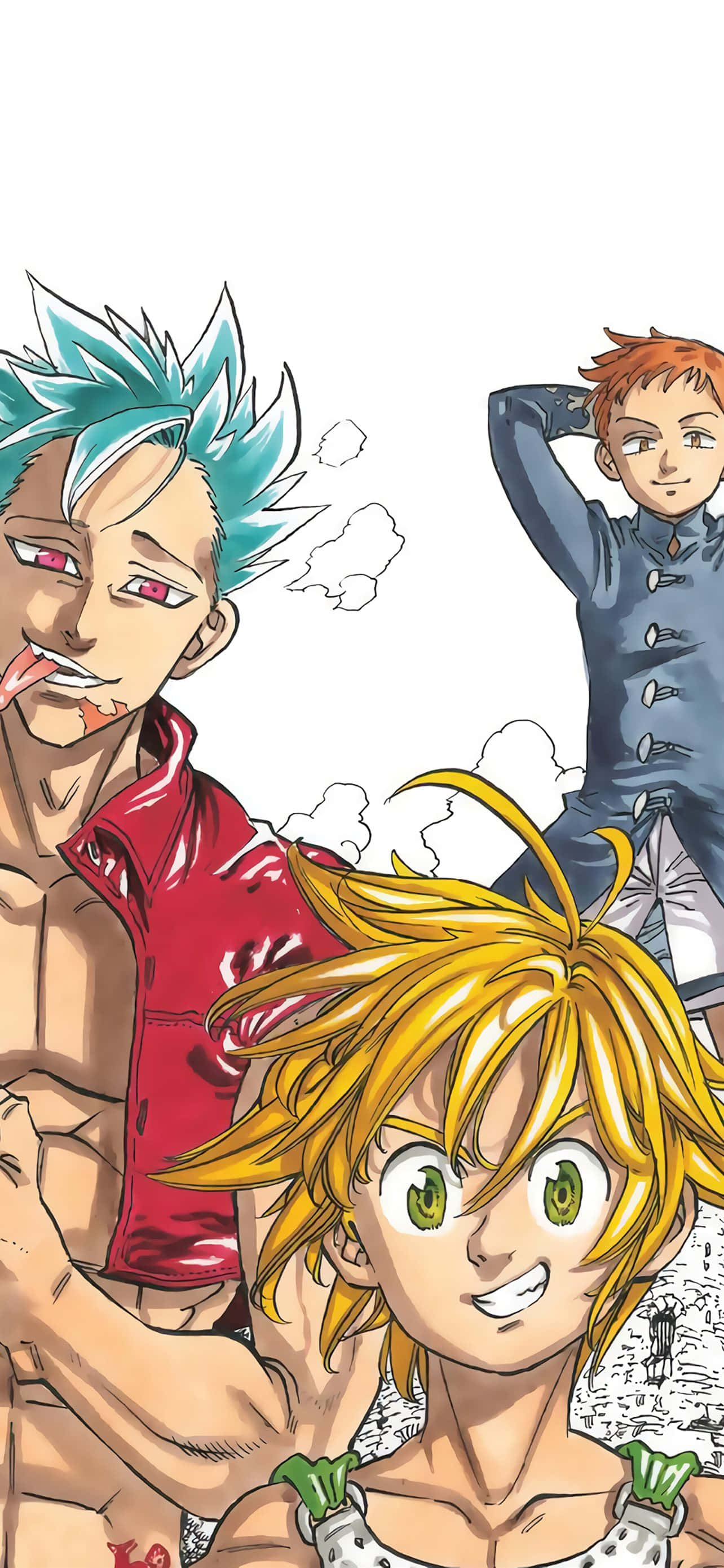 Seven Deadly Sins iPhone, anime characters, spiky hair, 2K Phone Wallpaper