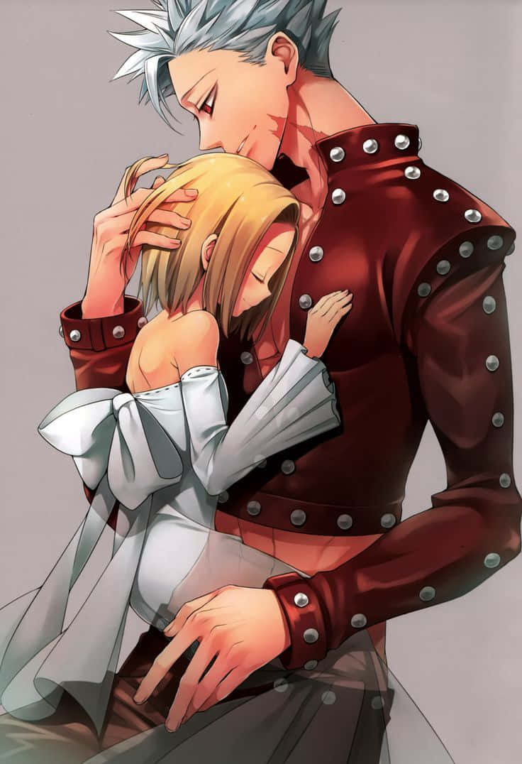 Seven Deadly Sins iPhone, silver-haired anime man, studded red jacket, SD Phone Wallpaper