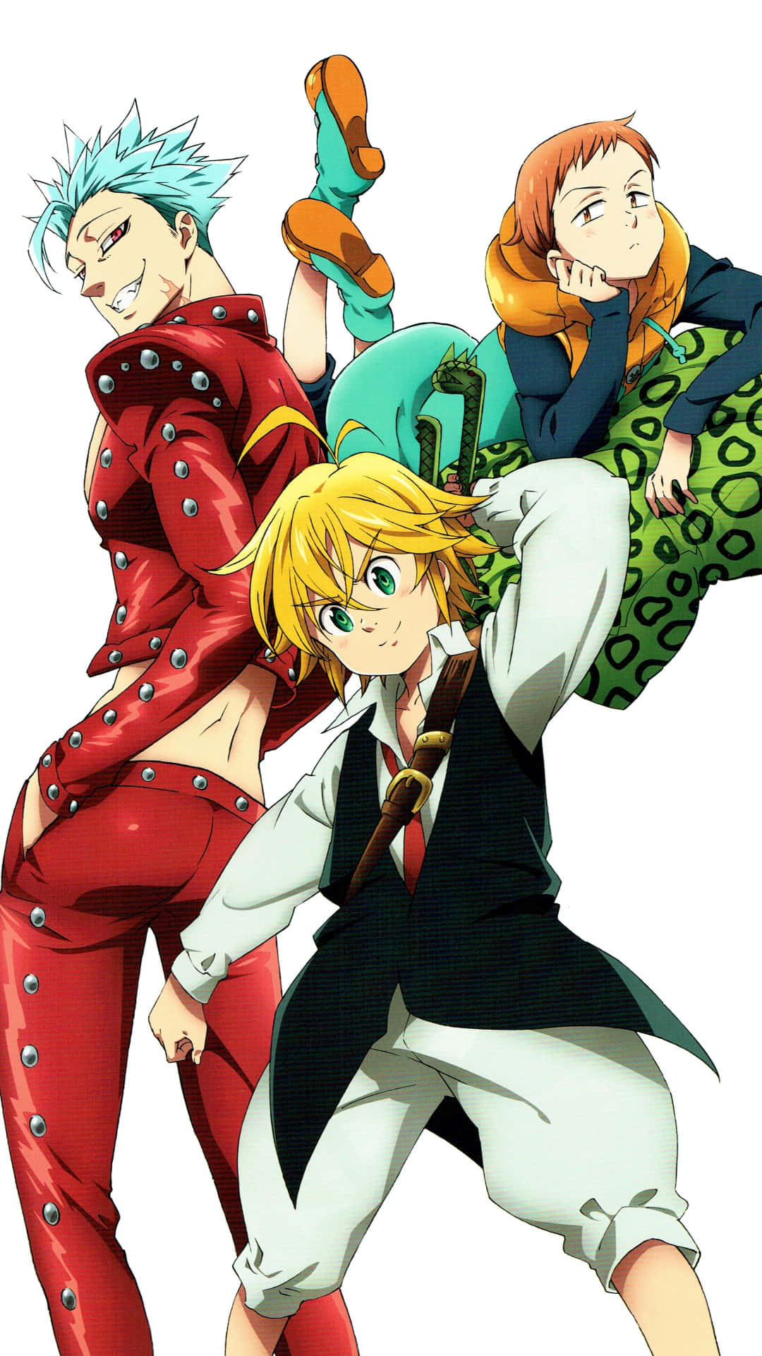 Seven Deadly Sins iPhone, anime characters, white background, Full HD Phone Wallpaper