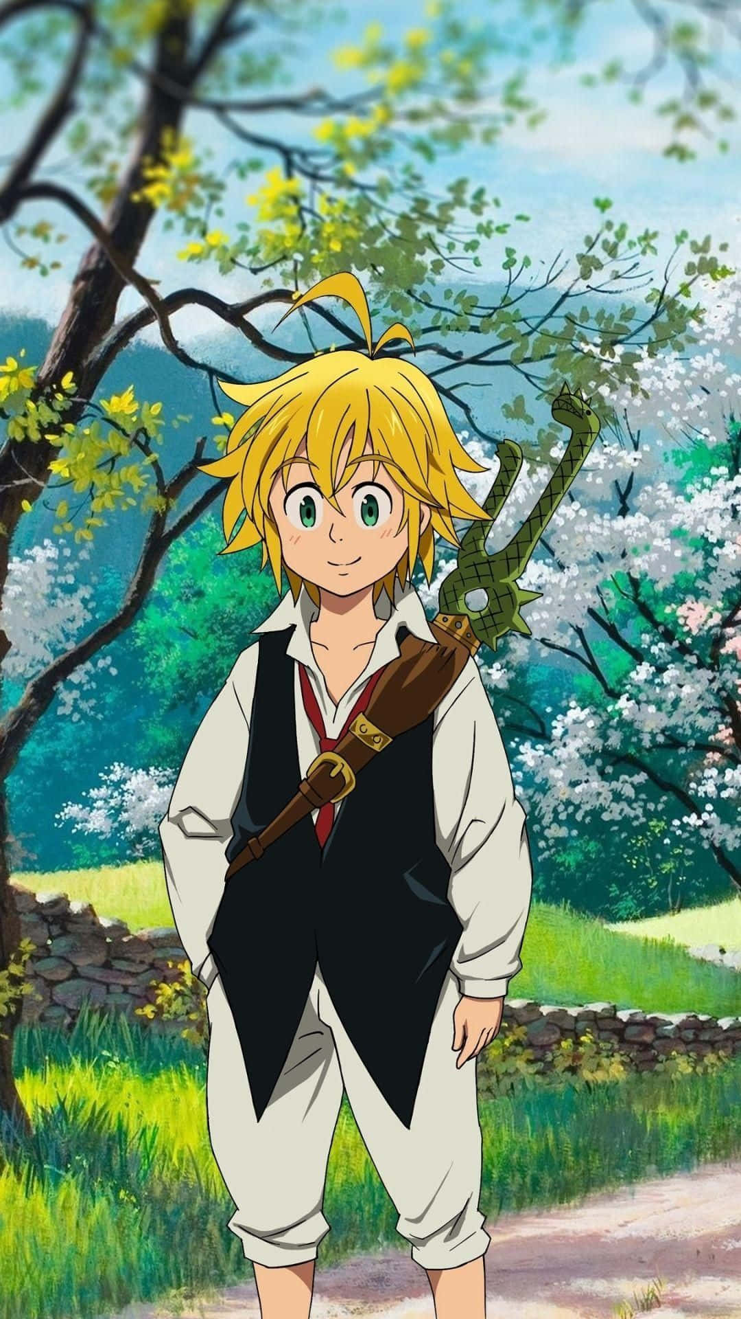 Seven Deadly Sins iPhone, anime boy, spiky blonde hair, Full HD Phone Wallpaper