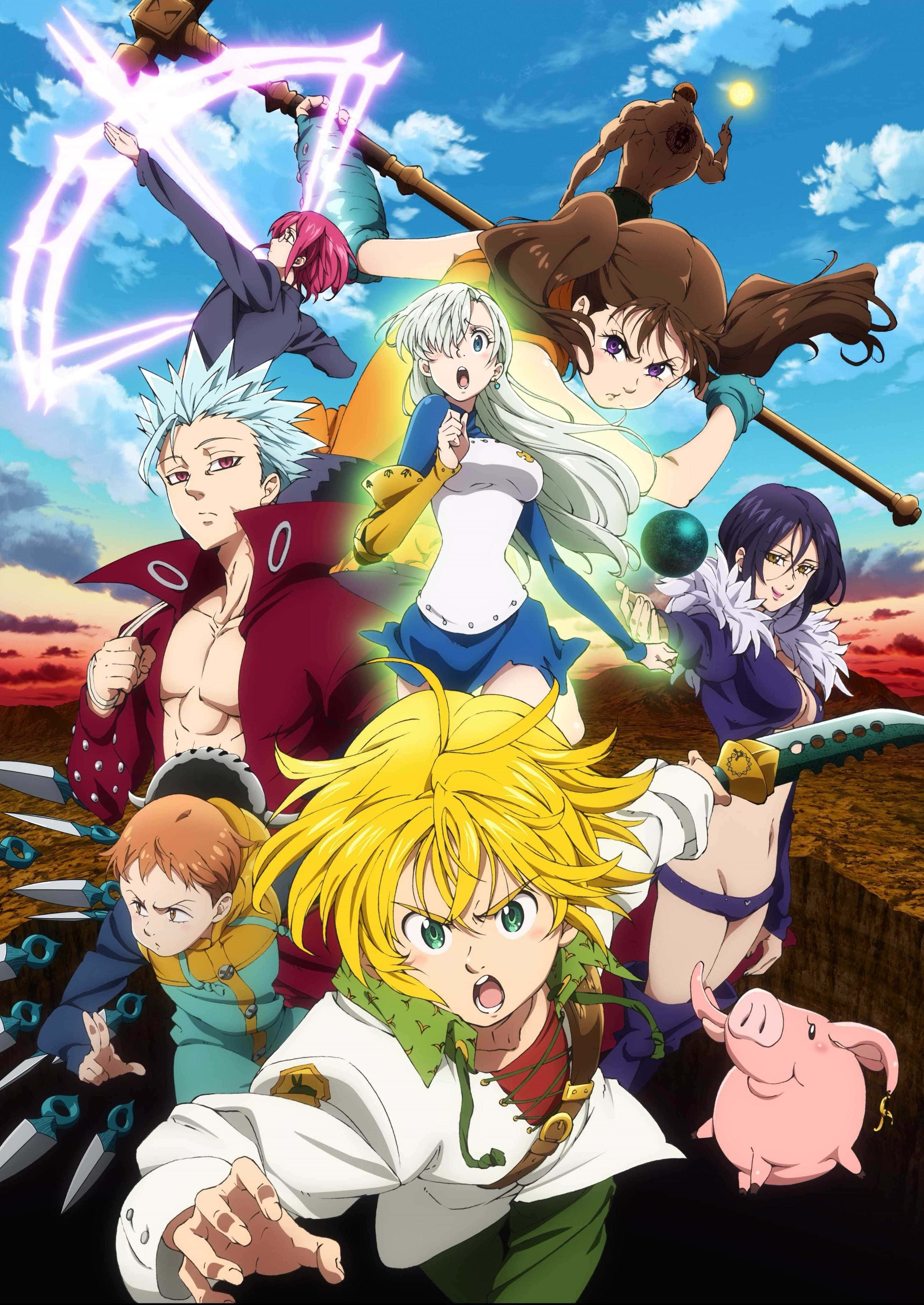 Seven Deadly Sins, anime characters, action poses, 4K Phone Wallpaper