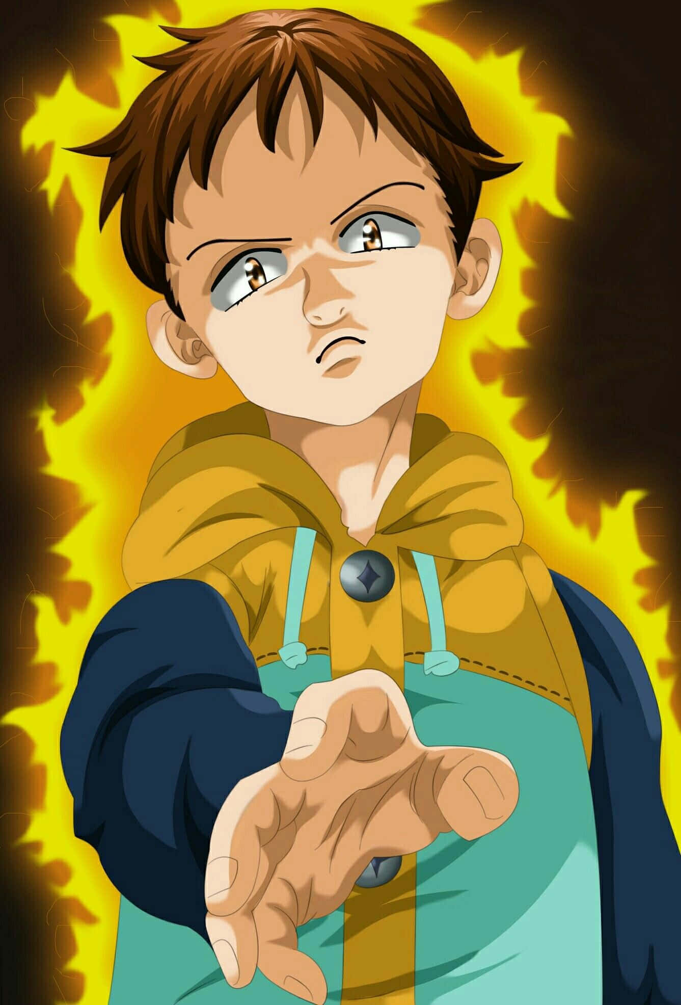 Seven Deadly Sins King, anime boy, yellow hoodie, Full HD Phone Wallpaper