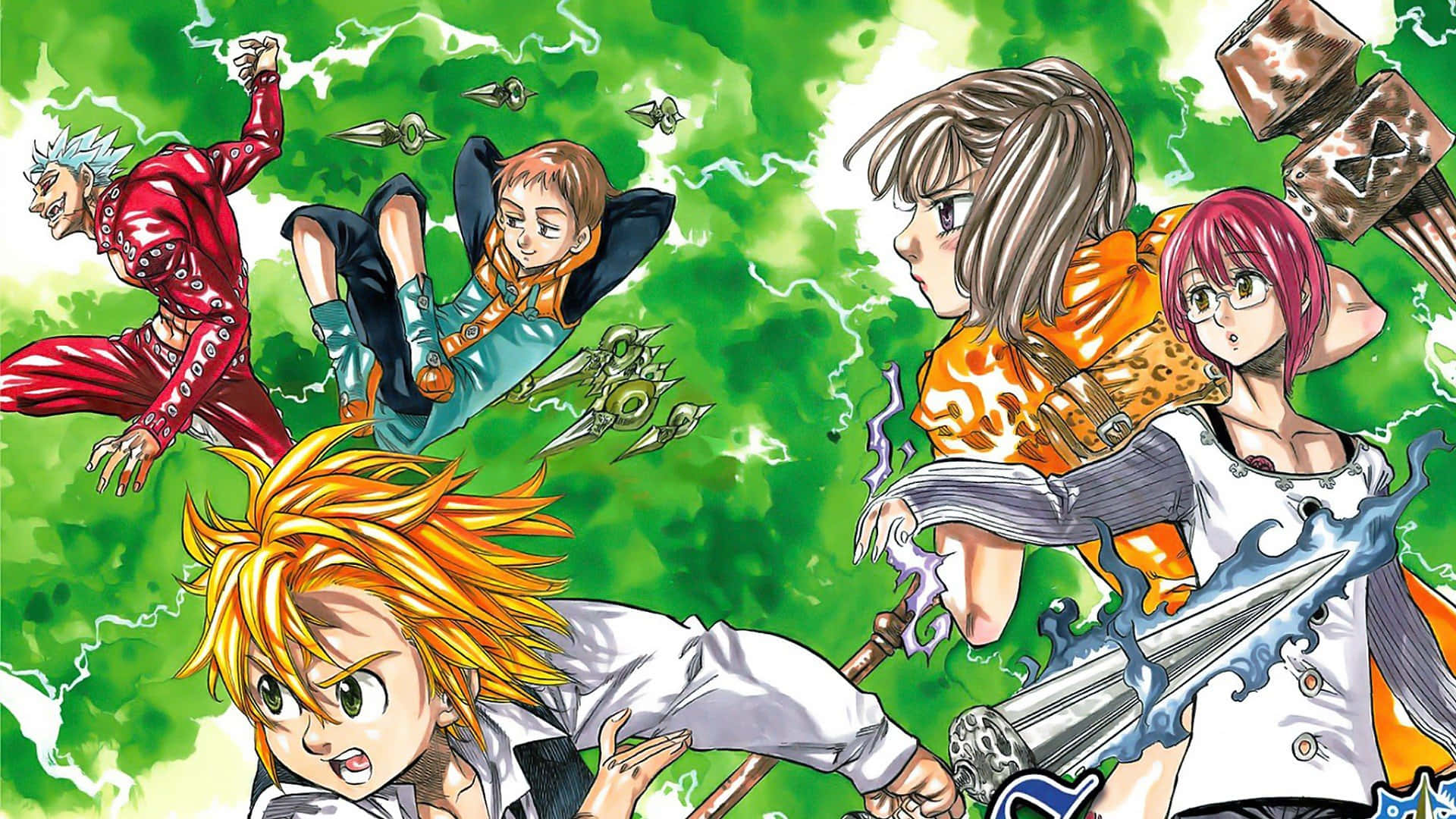 Seven Deadly Sins King, anime characters, elemental powers, Full HD Desktop Wallpaper