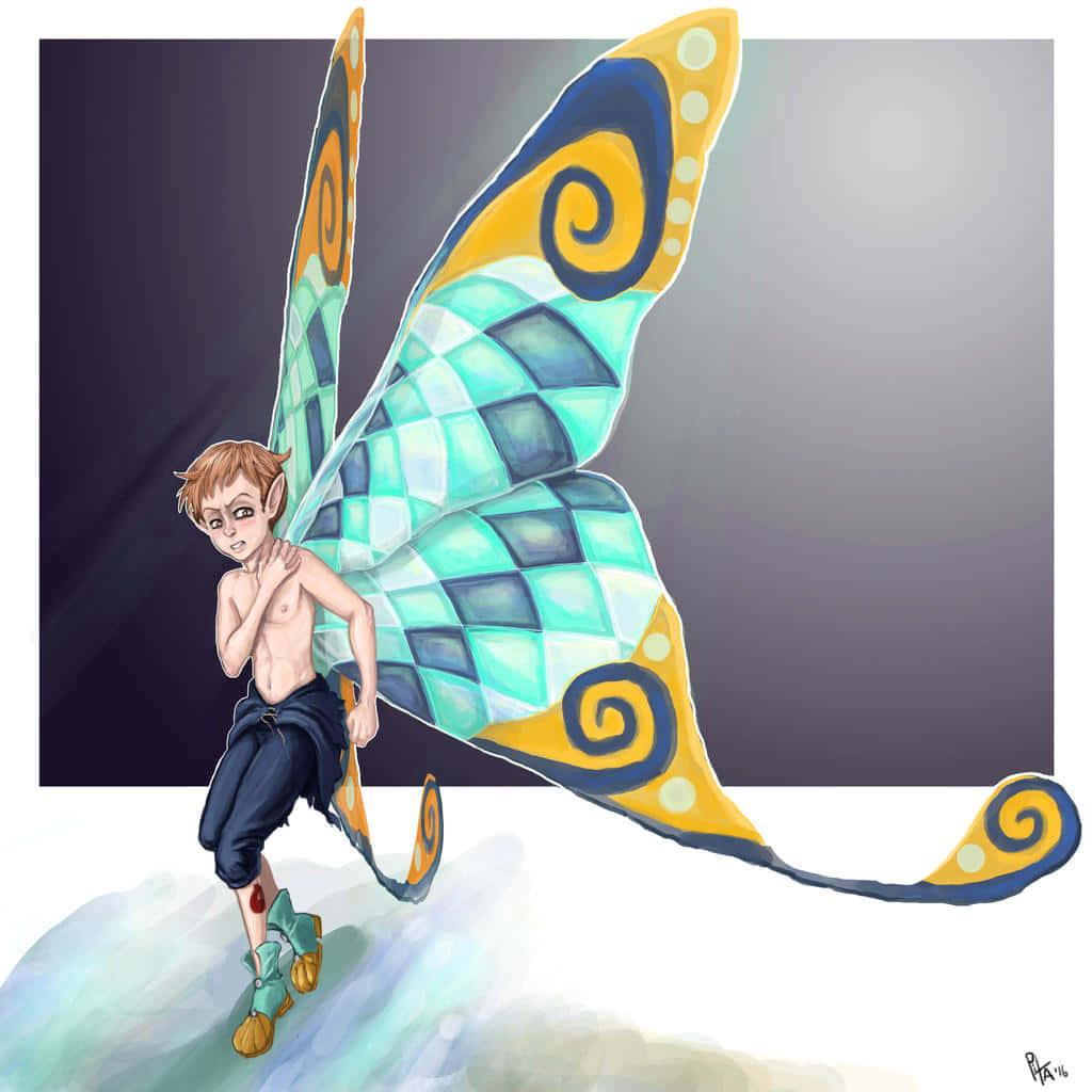 Seven Deadly Sins King, elf boy, colorful butterfly wings, SD Desktop Wallpaper