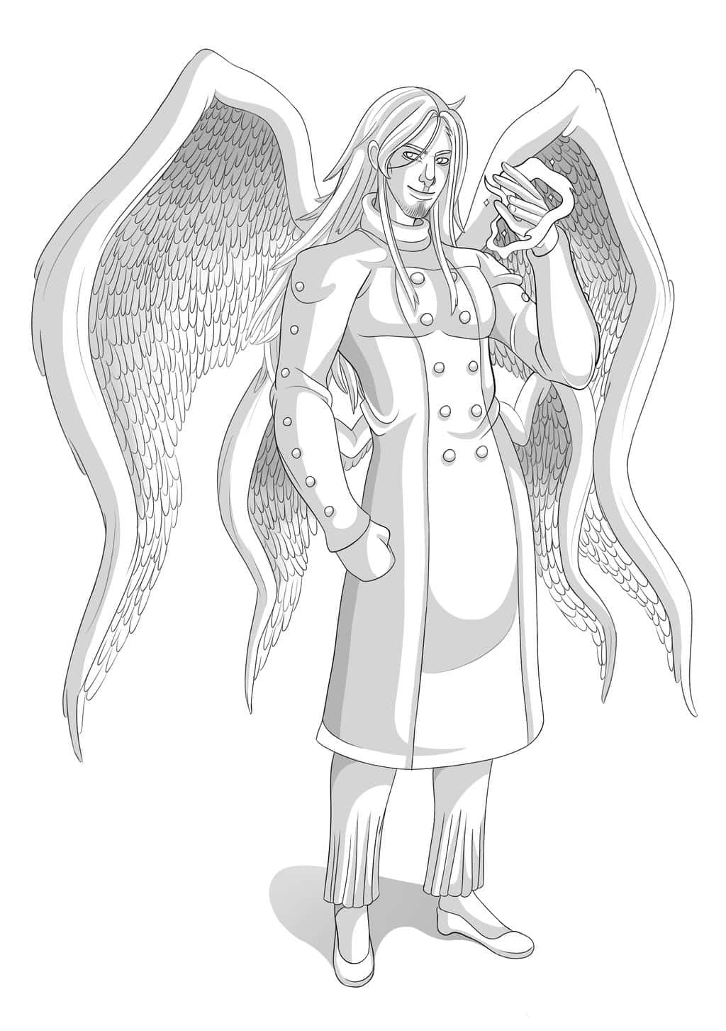 Mael, angel wings, line art, HD Phone Wallpaper