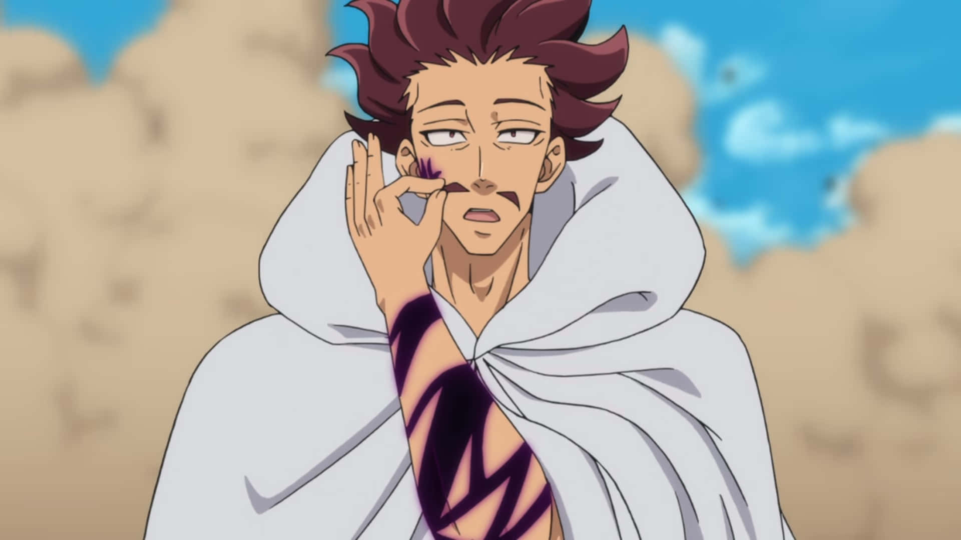 Monspeet Seven Deadly Sins Anime, spiky-haired anime man, white cloak, Full HD Desktop Wallpaper