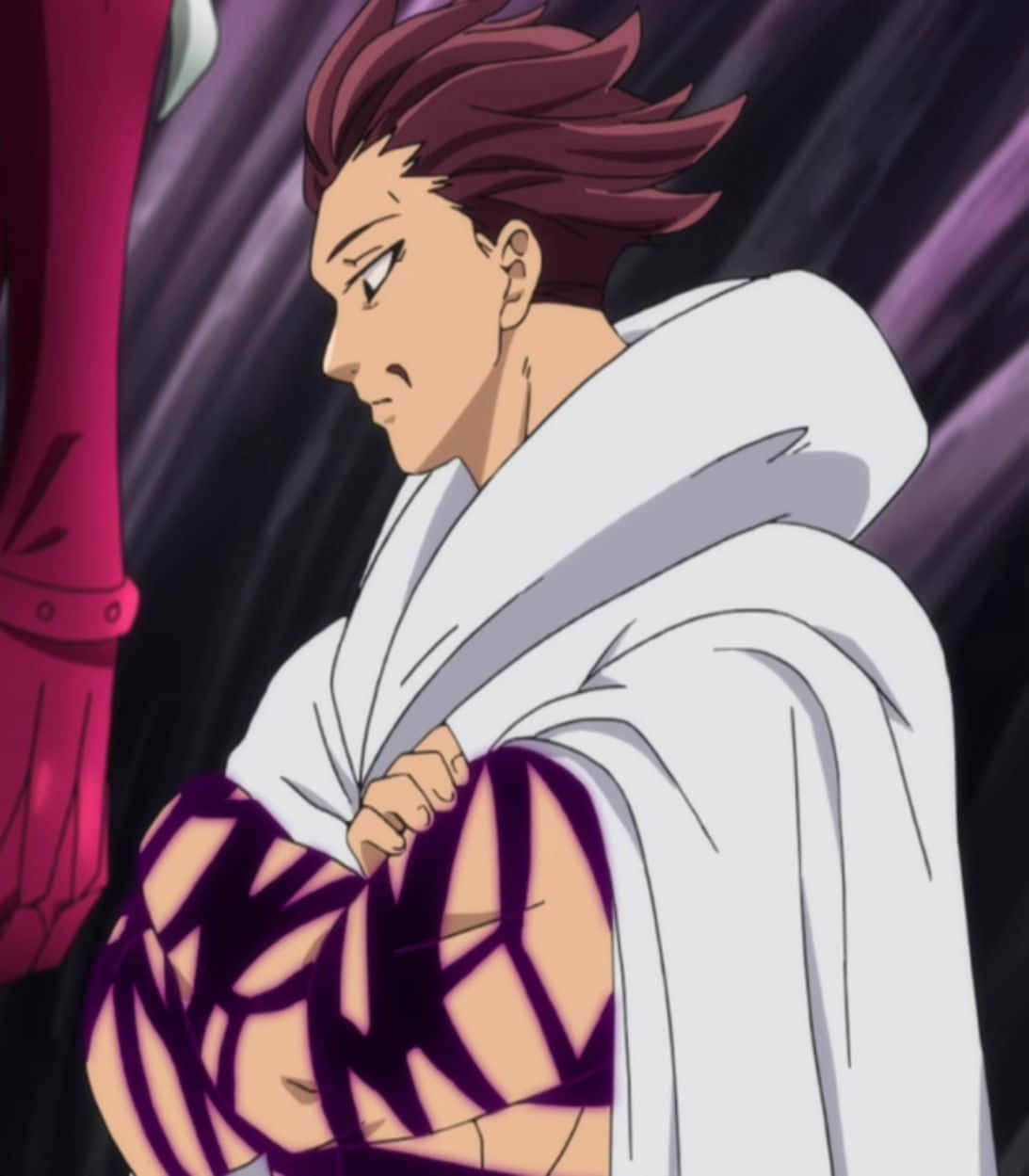 Monspeet, anime male, spiky maroon hair, SD Phone Wallpaper