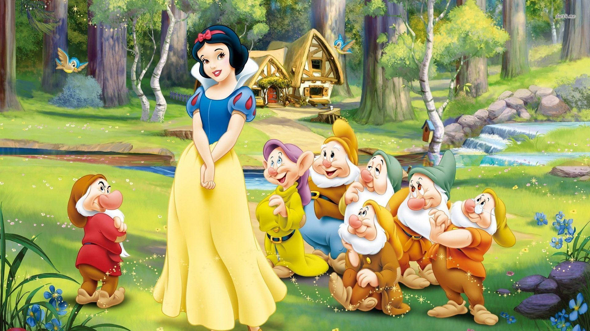 Seven Dwarfs, Snow White, cottage, Full HD Desktop Wallpaper