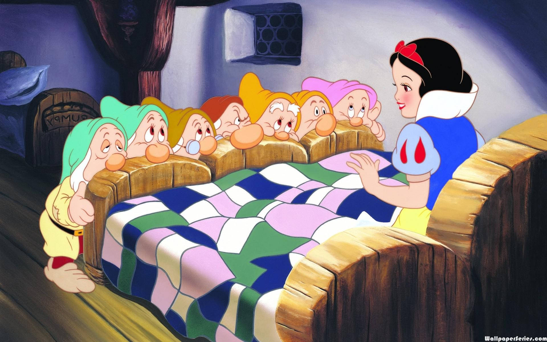 Seven Dwarfs, Snow White, colorful quilt, Full HD Desktop Wallpaper