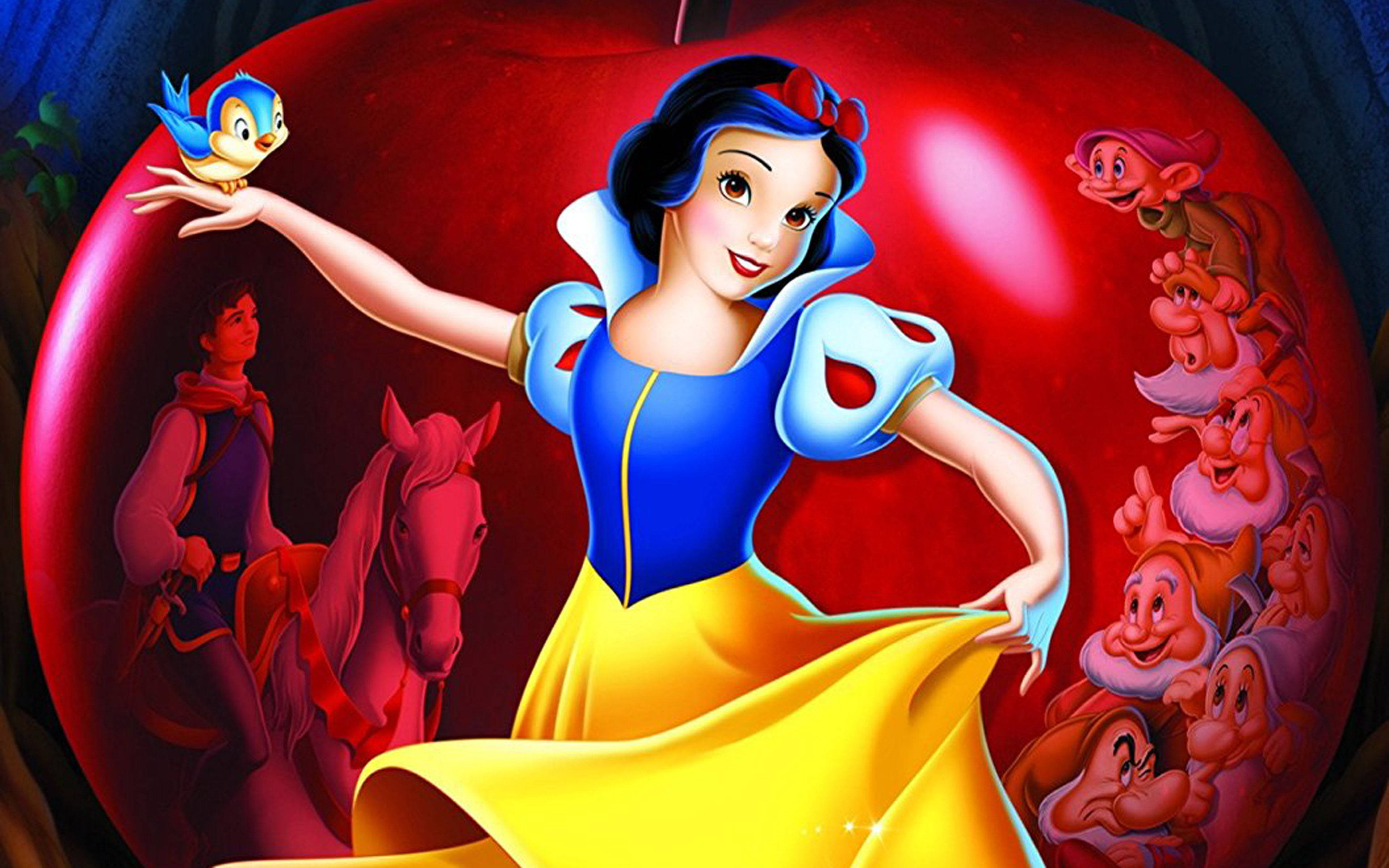 Seven Dwarfs, Snow White, red apple, 4K Desktop Wallpaper