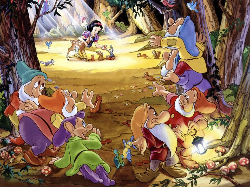 Snow White, Seven Dwarfs, deer, SD Desktop Wallpaper