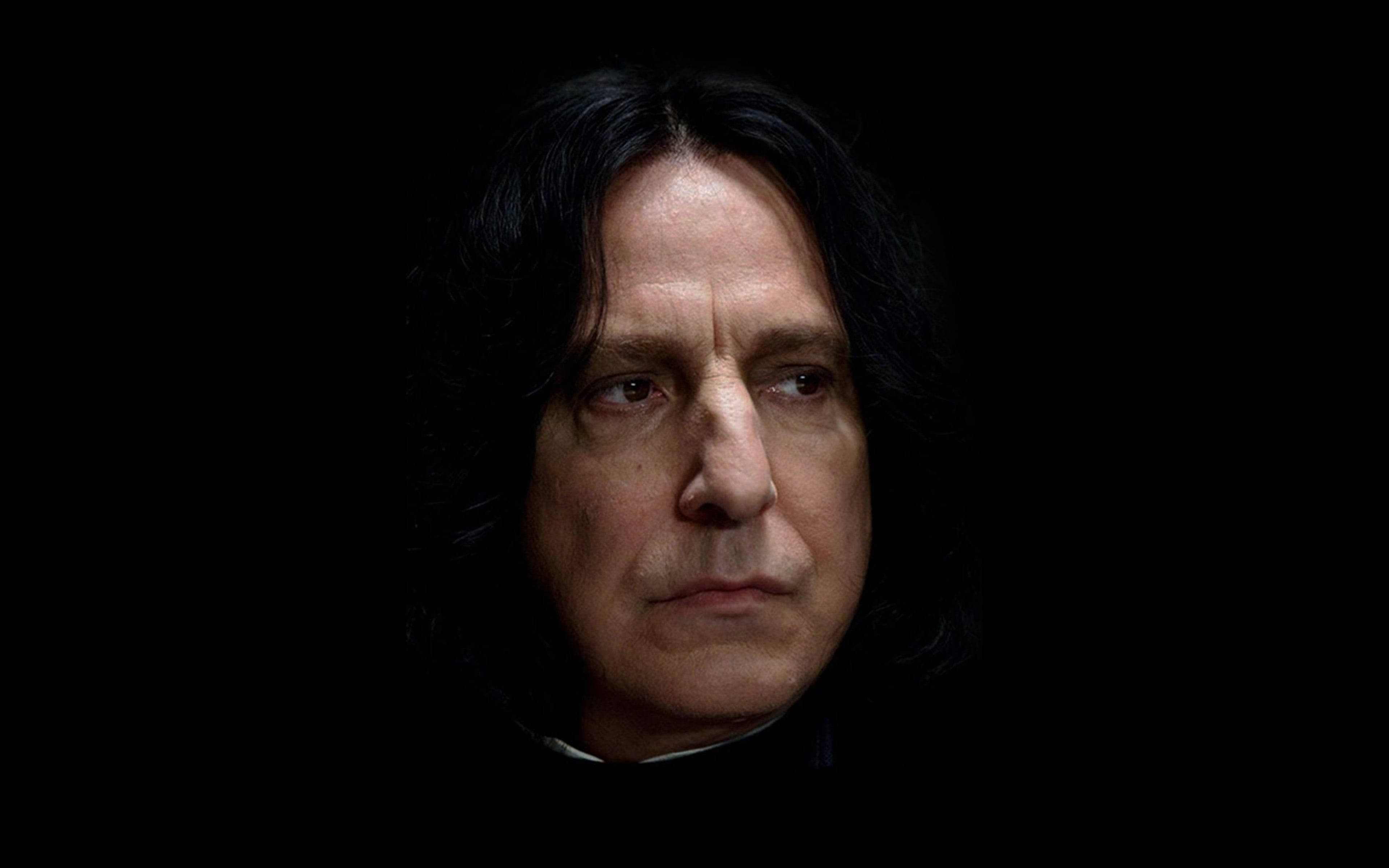 Severus Snape, black hair, intense eyes, 4K Desktop Wallpaper