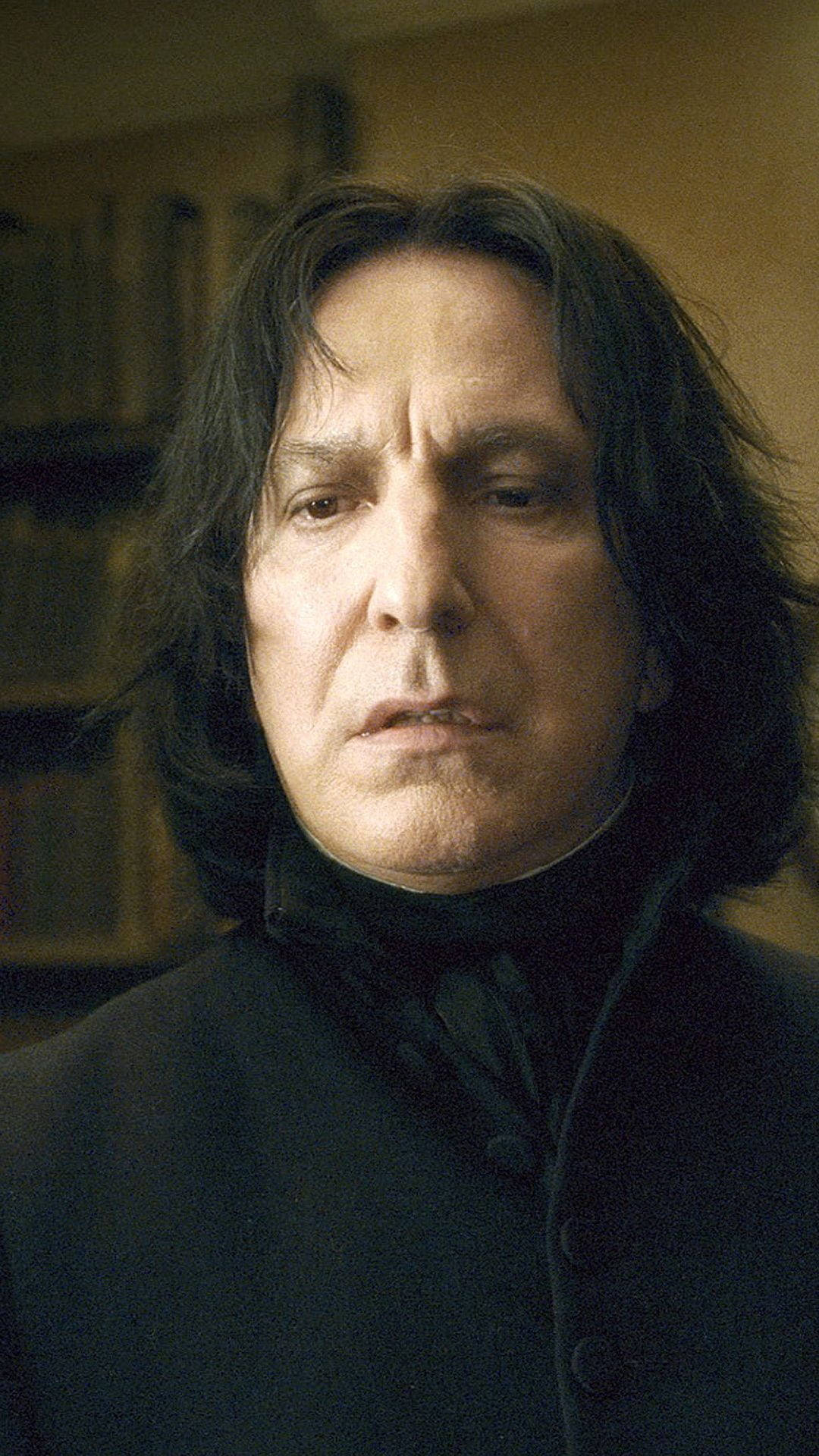 Severus Snape, dark messy hair, intense eyes, Full HD Phone Wallpaper