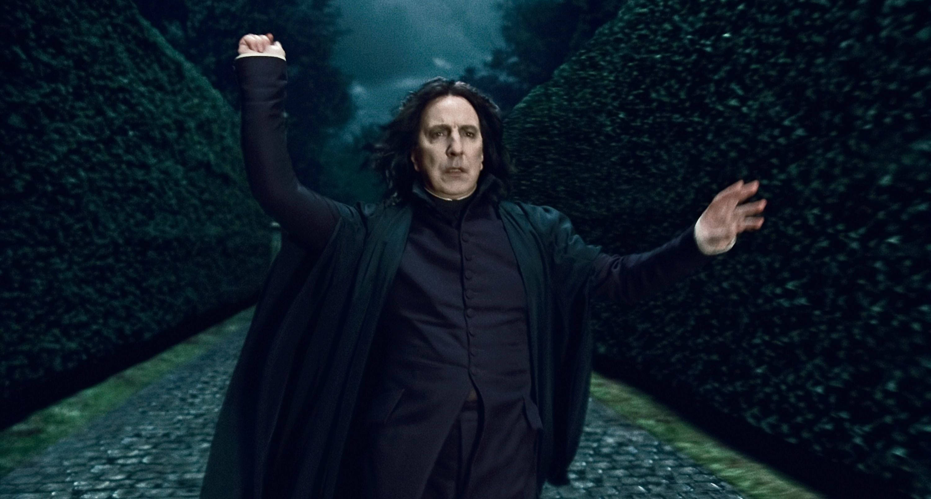Severus Snape, dark robe, stone path, 2K Desktop Wallpaper