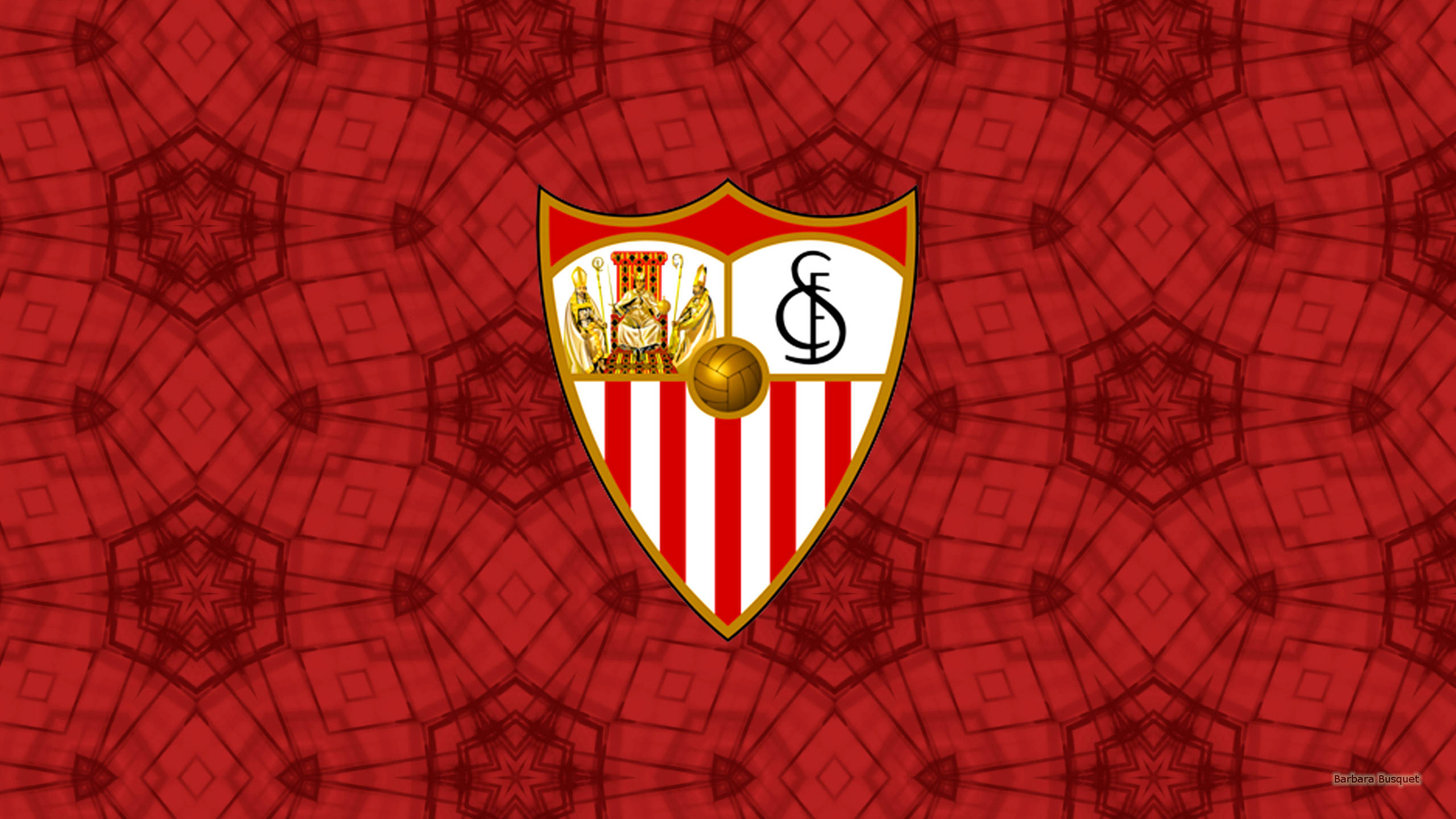 Sevilla FC, geometric art, red geometric patterned background, 2K Desktop Wallpaper