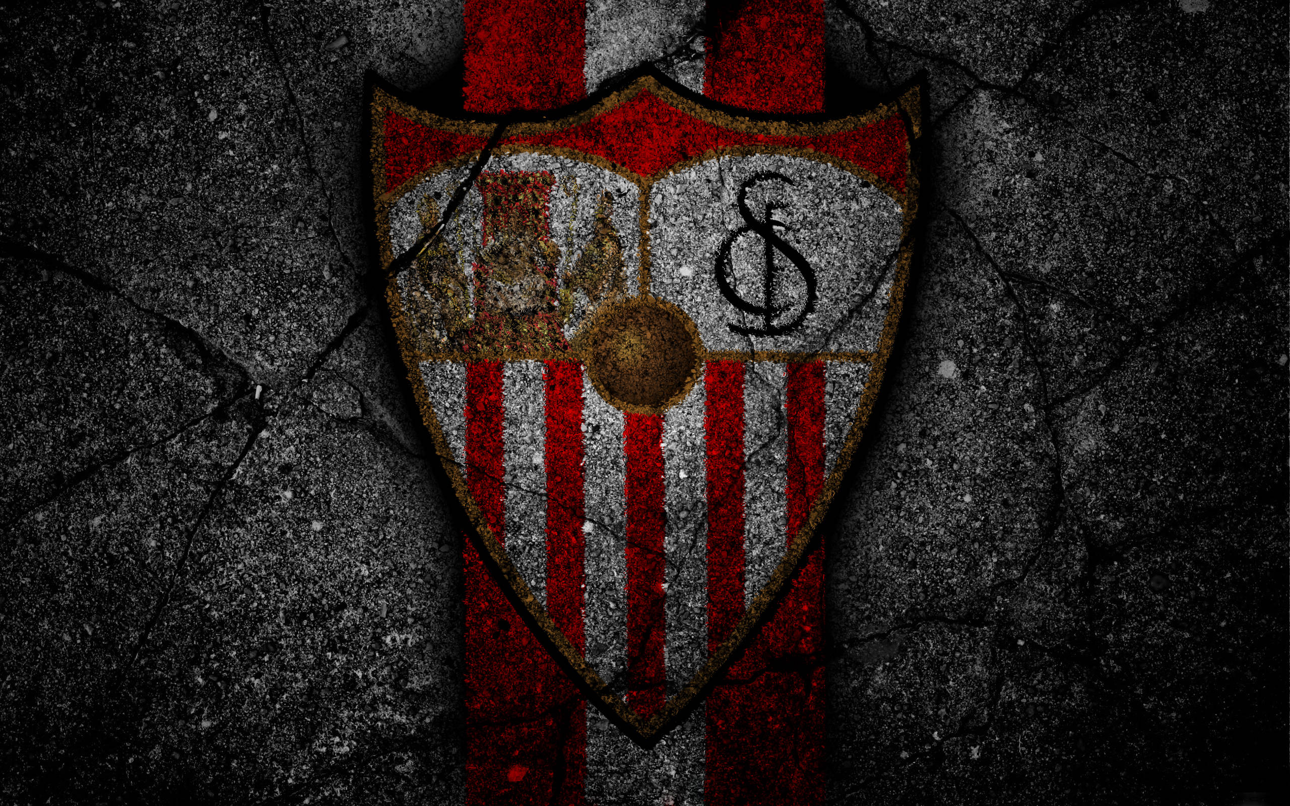 Sevilla FC, vertical stripes logo, red and white stripes, 2K Desktop Wallpaper