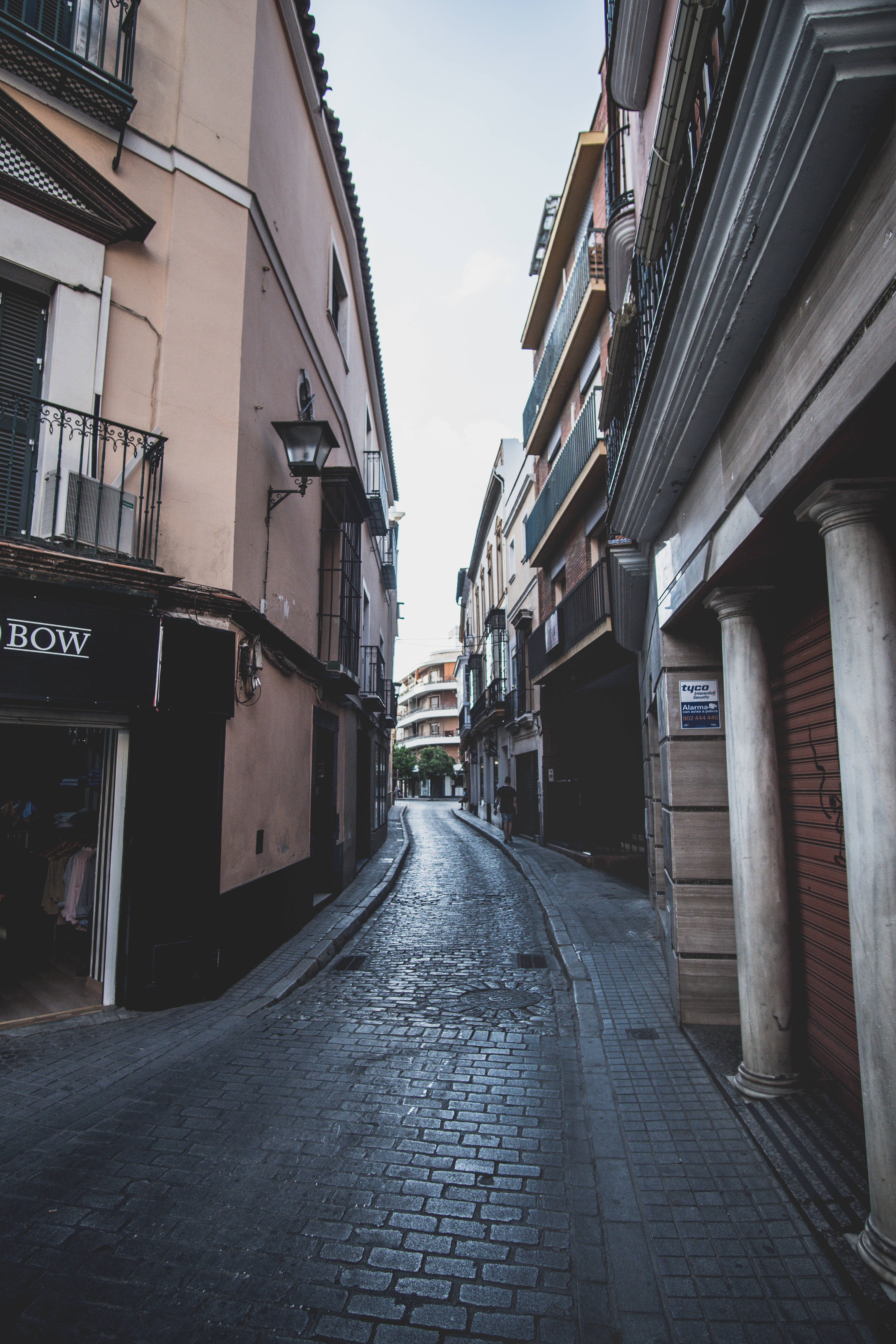 Seville, empty street, cobblestone alleyway, 5K Phone Wallpaper