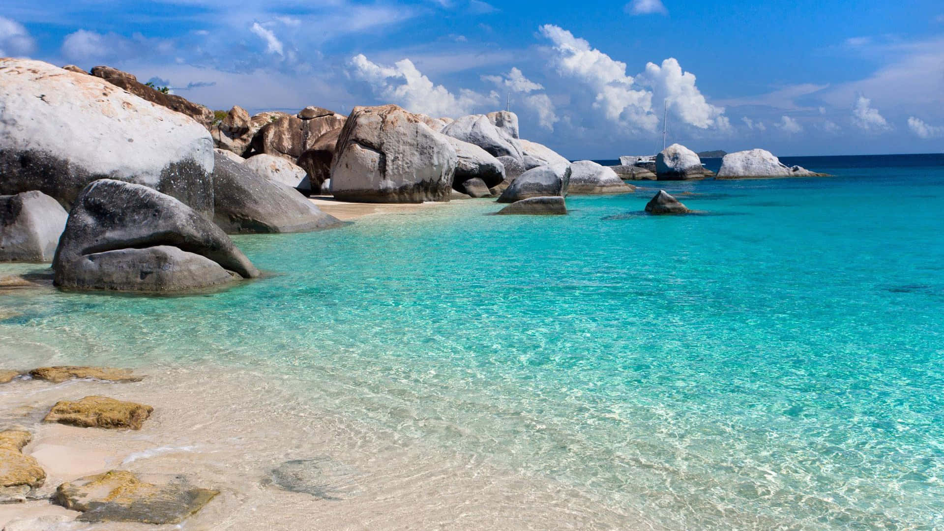 Seychelles Beach, turquoise water, sandy shore, Full HD Desktop Wallpaper