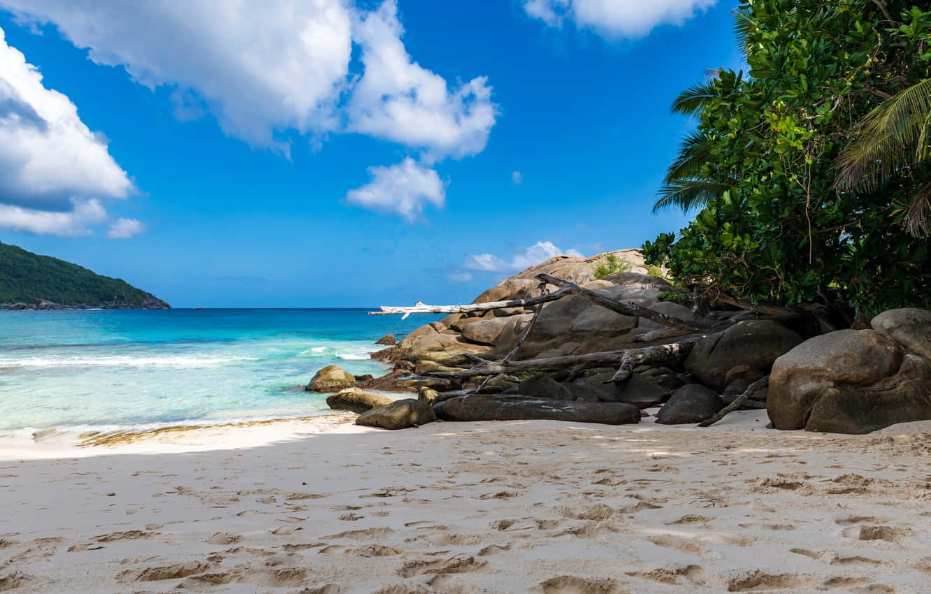 Seychelles Beach, turquoise waters, gentle waves, HD Desktop Wallpaper
