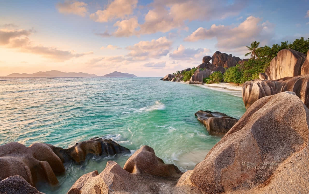 Seychelles Beach, turquoise waters, granite boulders, HD Desktop Wallpaper