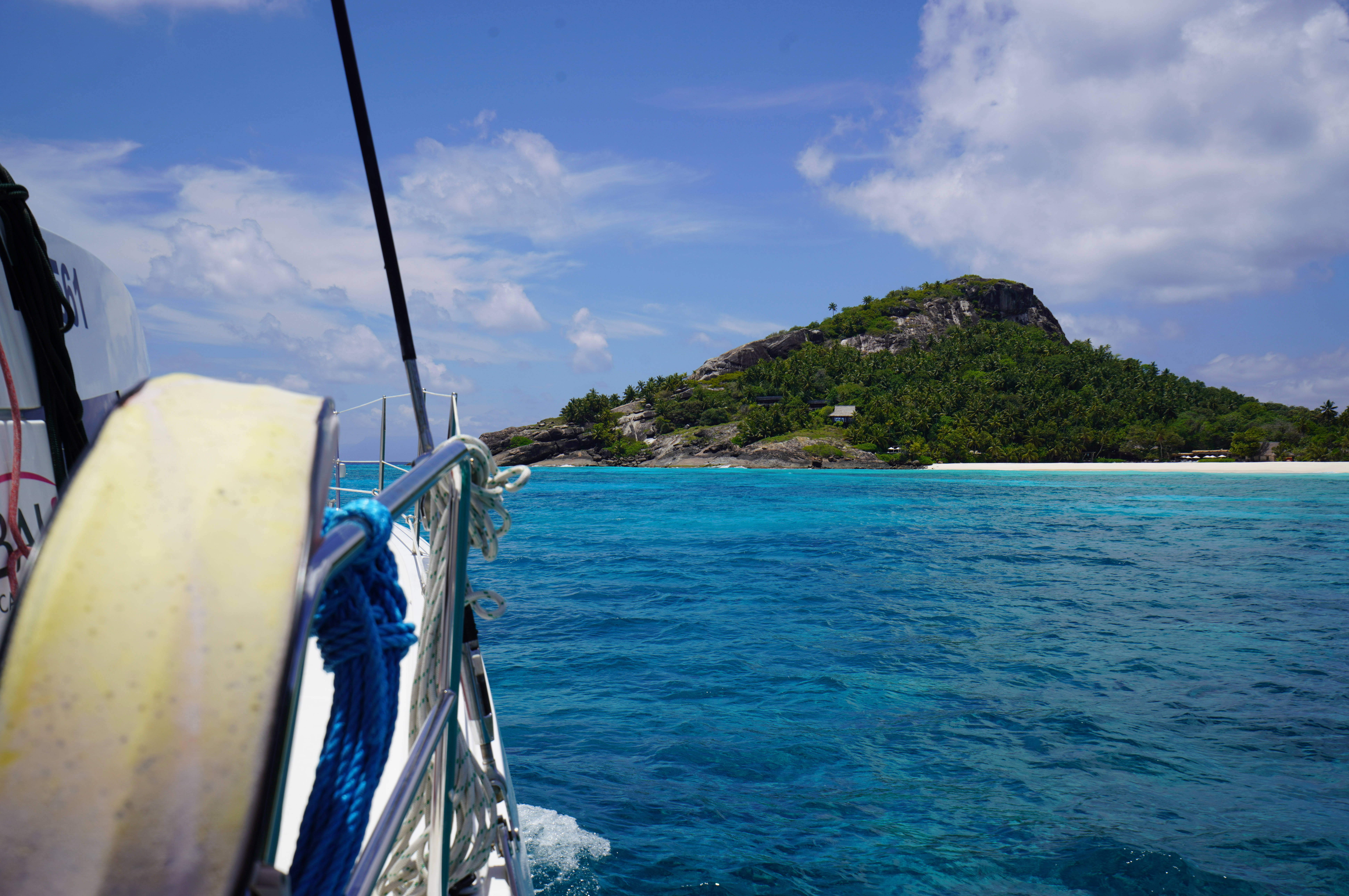 Seychelles, sailboat, turquoise waters, 8K Desktop Wallpaper