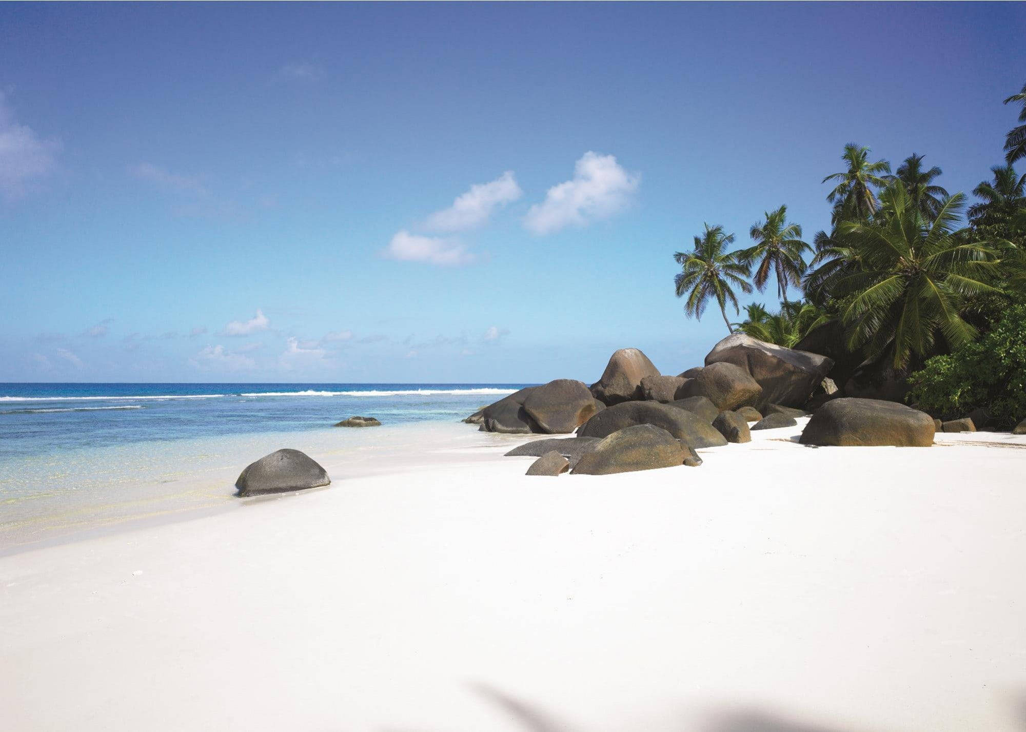 white sand beach, Seychelles, boulders, Full HD Desktop Wallpaper
