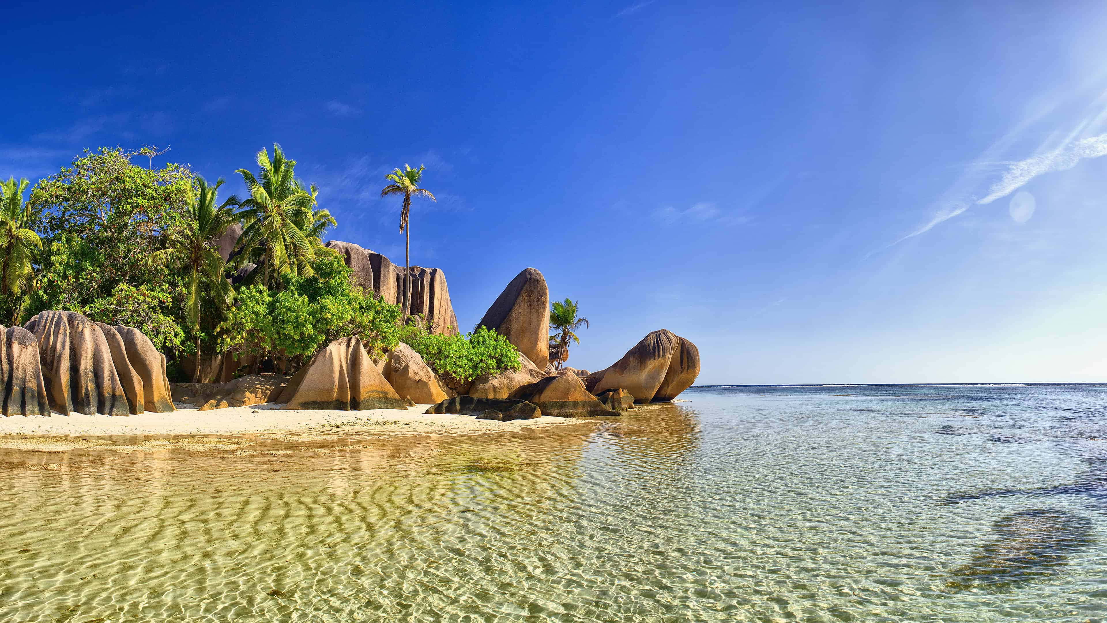 Seychelles, beach, turquoise water, 4K Desktop Wallpaper