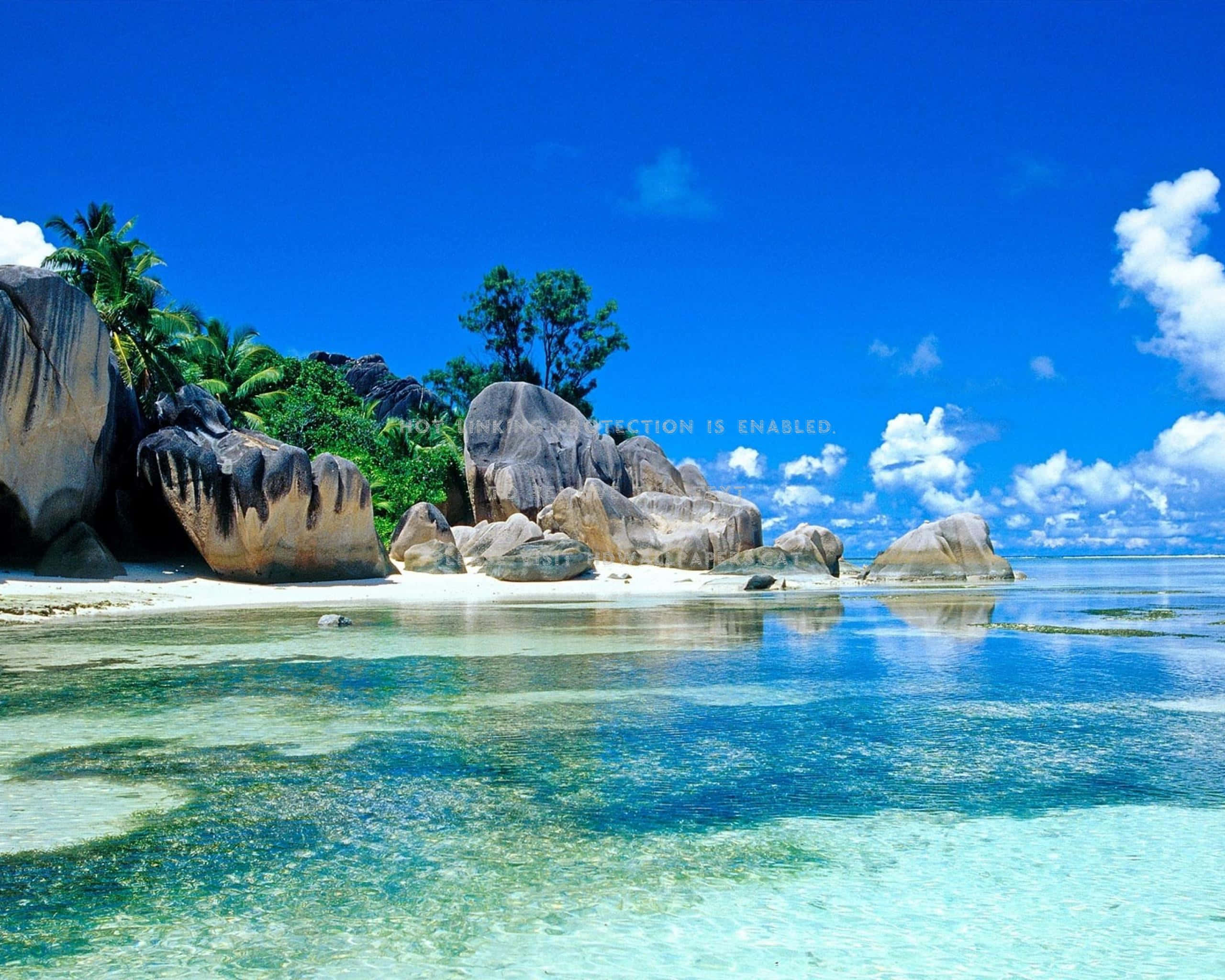 Seychelles, white sand beach, turquoise waters, 2K Desktop Wallpaper