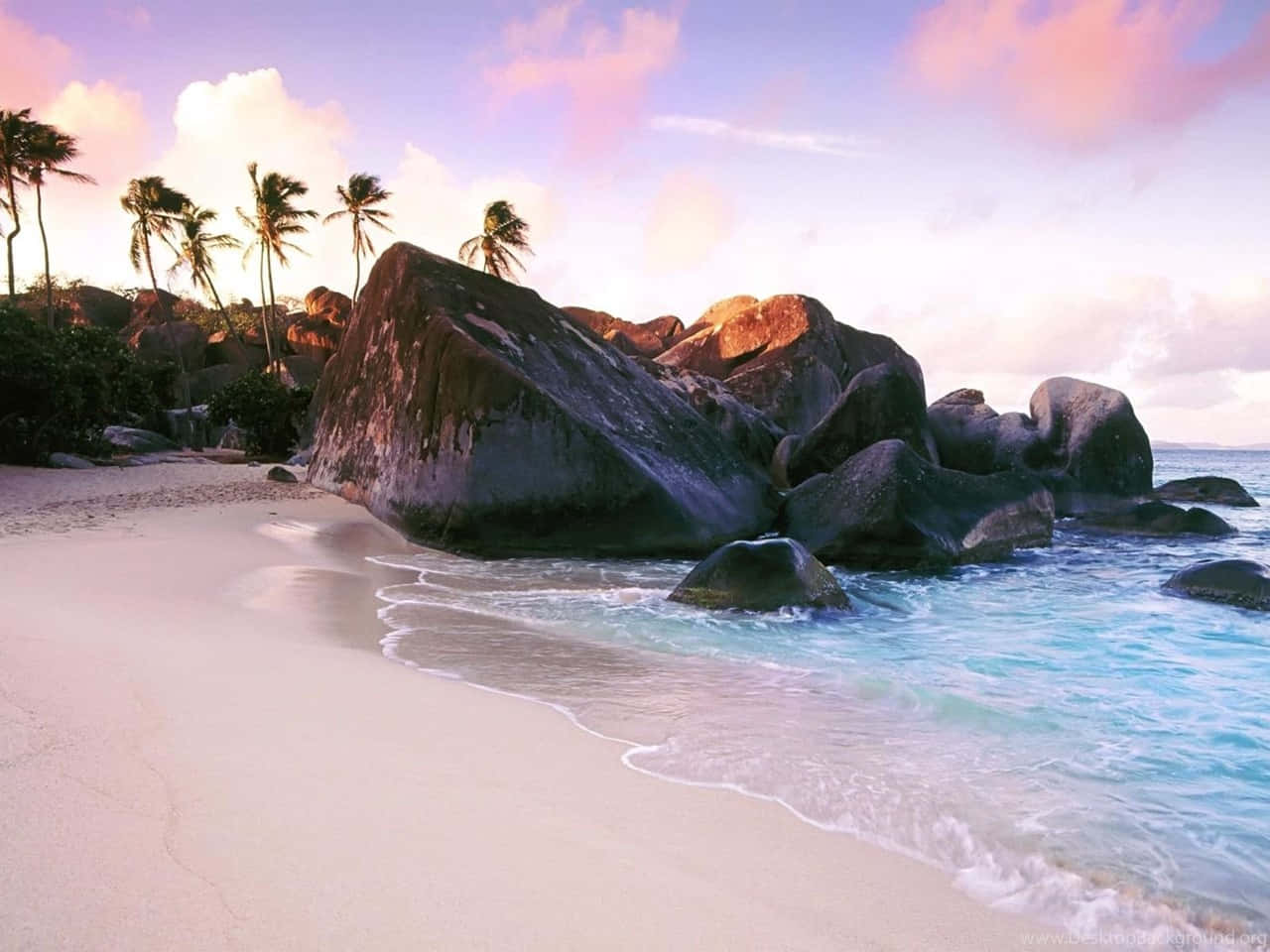 Seychelles, Sunset, pink clouds, HD Desktop Wallpaper