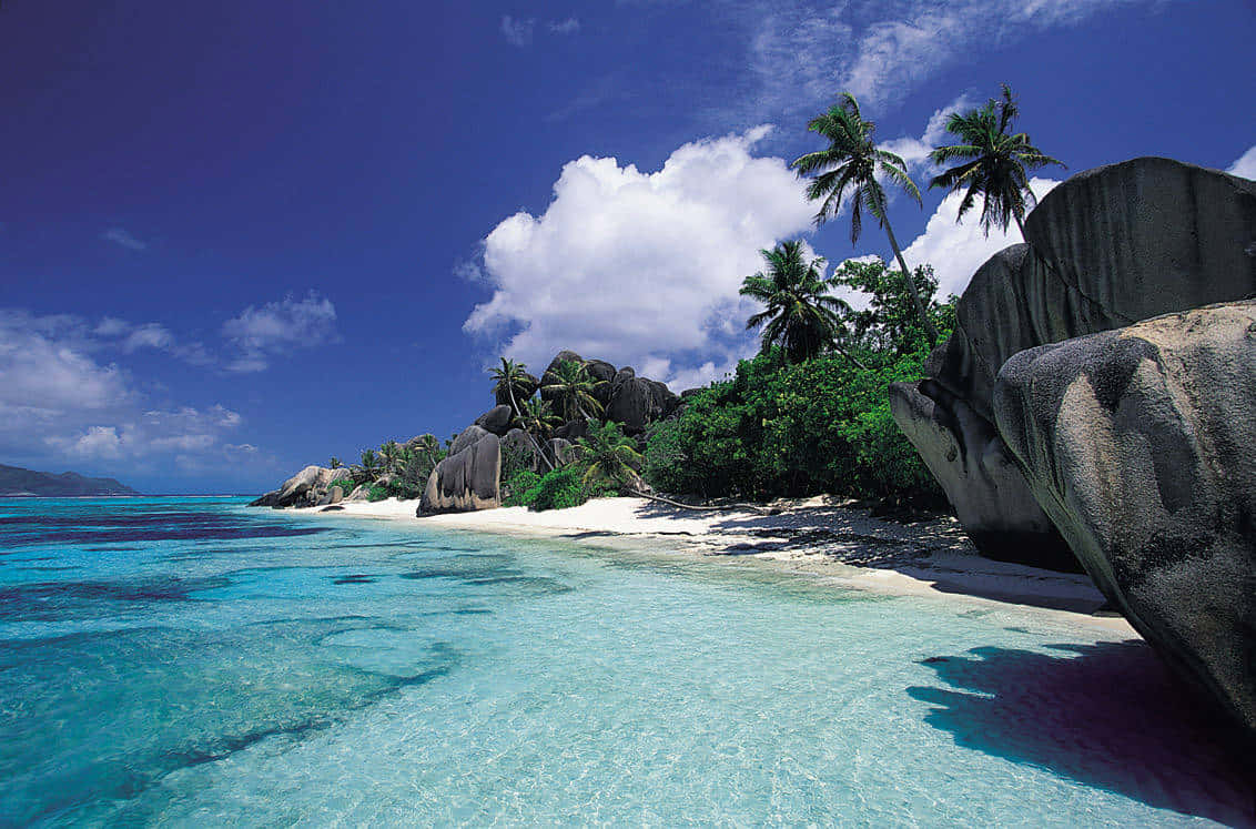 Seychelles, turquoise waters, white sand beach, SD Desktop Wallpaper