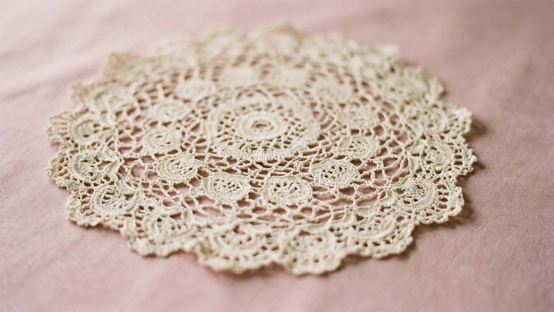lace doily, soft pink background, shabby chic, Full HD Desktop Wallpaper