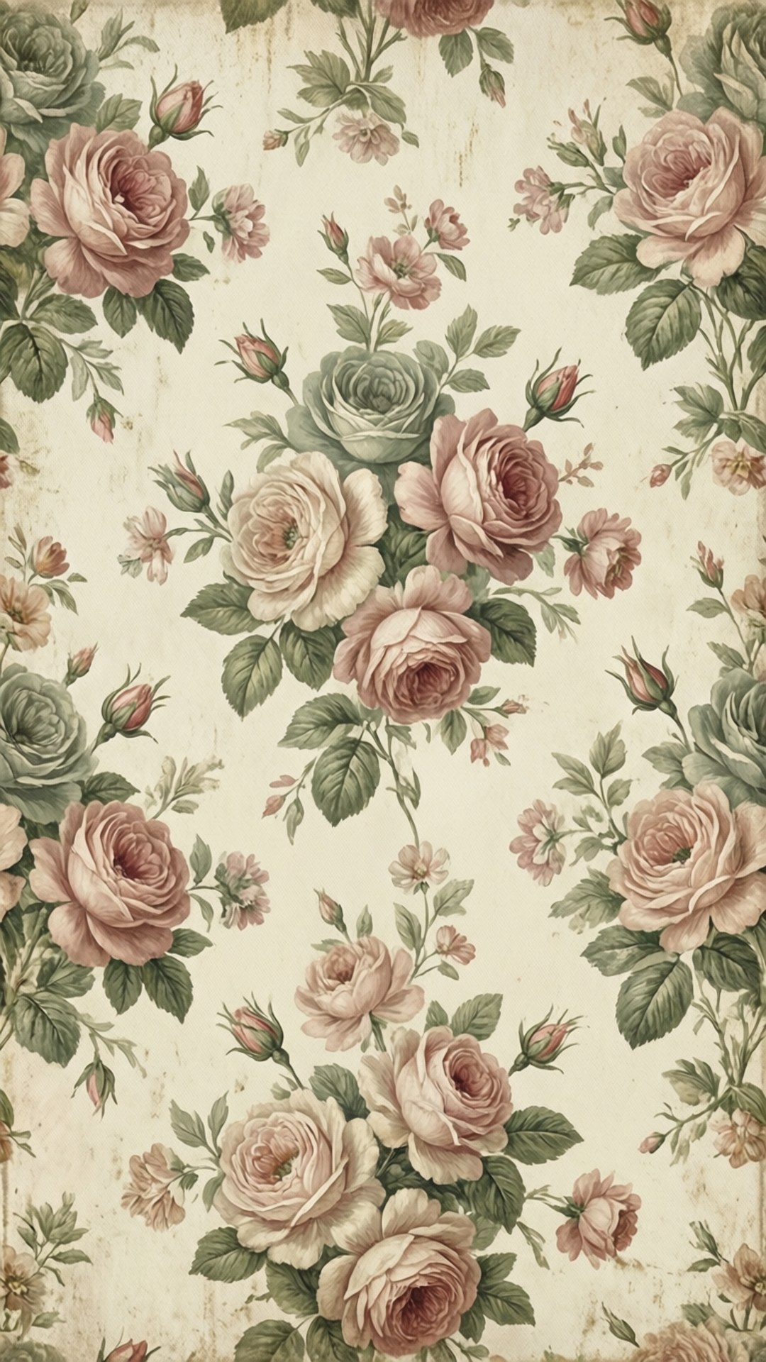 faded rose pattern, shabby chic, floral pattern, Full HD Phone Wallpaper