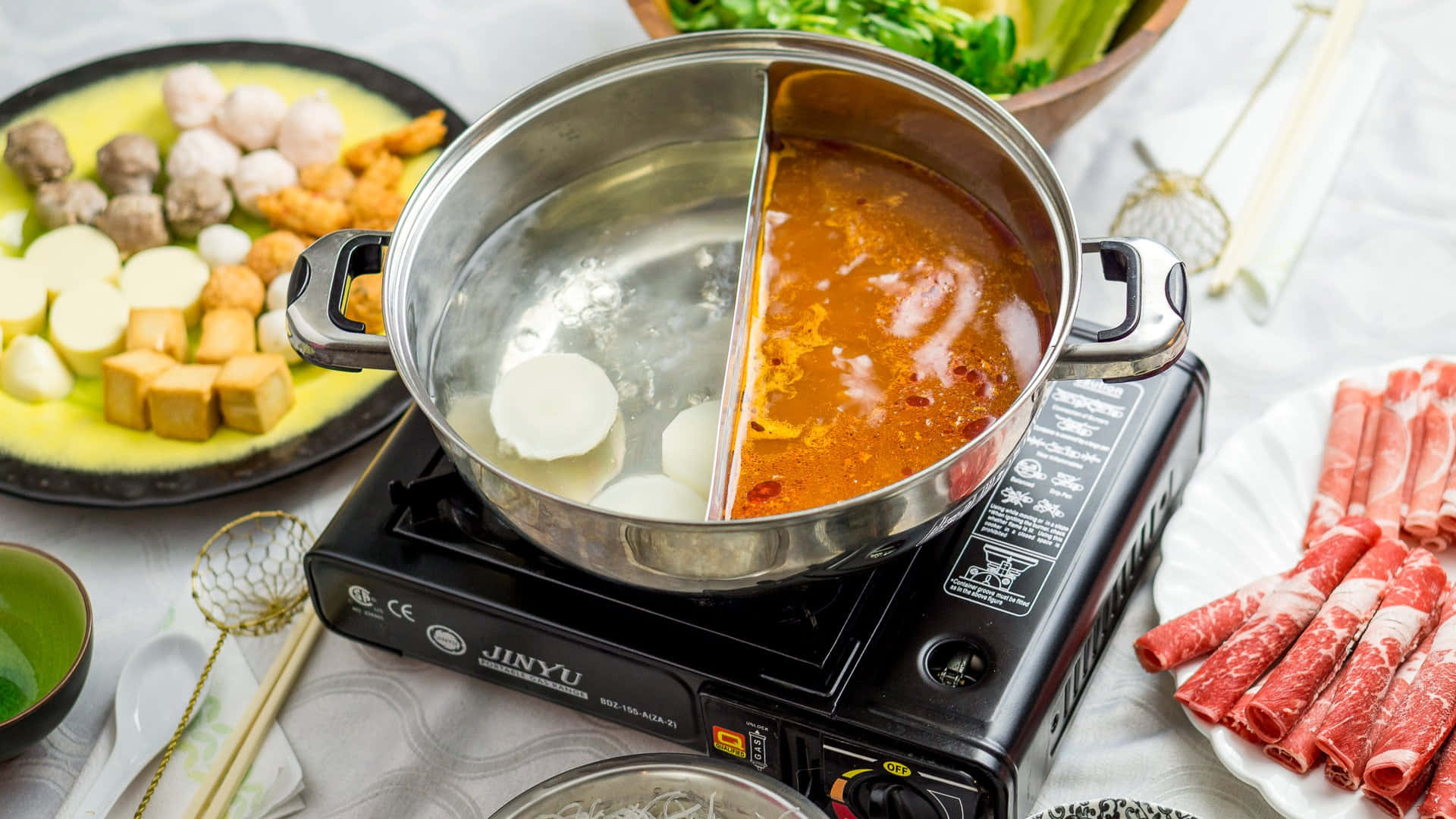 Shabu-shabu, dual pot, stove, Full HD Desktop Wallpaper