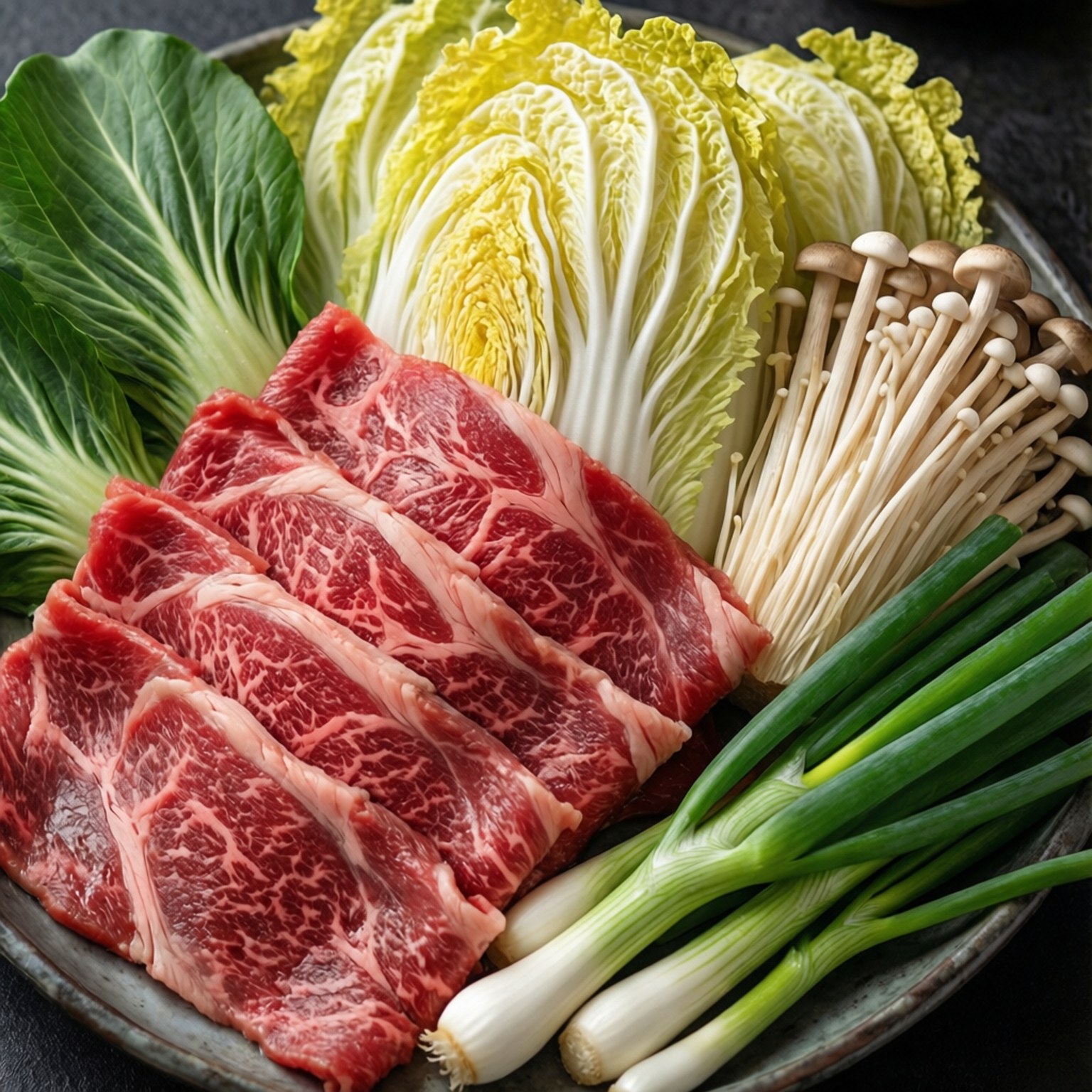 shabu-shabu, raw ingredients, overhead view, HD Desktop Wallpaper