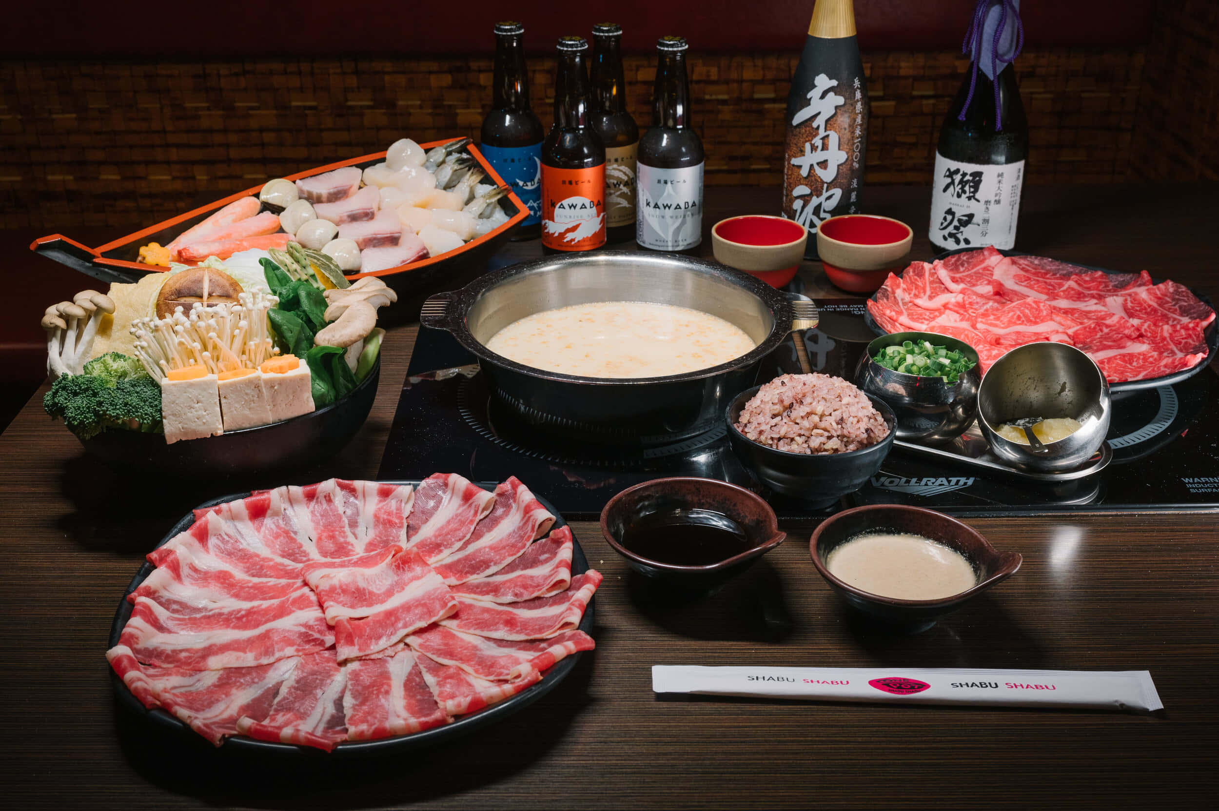shabu shabu stew, thinly sliced beef, vegetables, Full HD Desktop Wallpaper