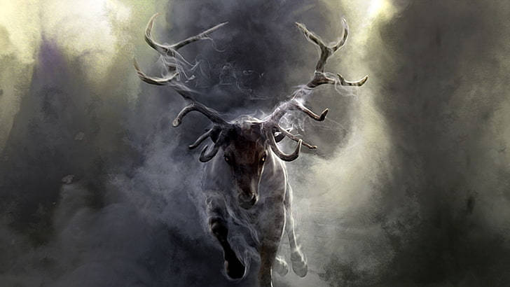 Shadow And Bone, mythical stag, glowing eyes, SD Desktop Wallpaper