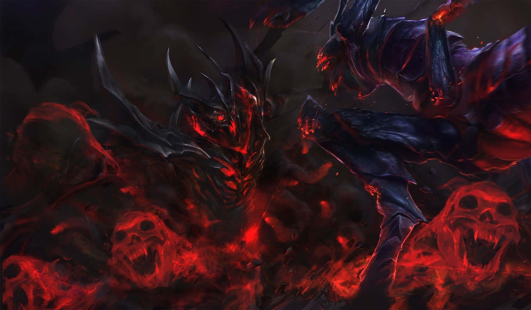 Shadow Fiend, glowing red eyes, jagged horns, HD Desktop Wallpaper